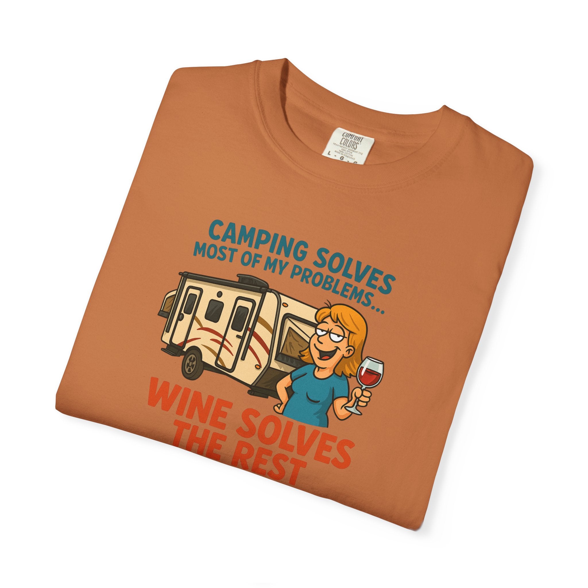 Camping & Wine Unisex T-Shirt, Relaxed Fit Tee, Perfect Gift for Campers, Wine Lovers, Outdoor Enthusiasts, Summer Celebrations
