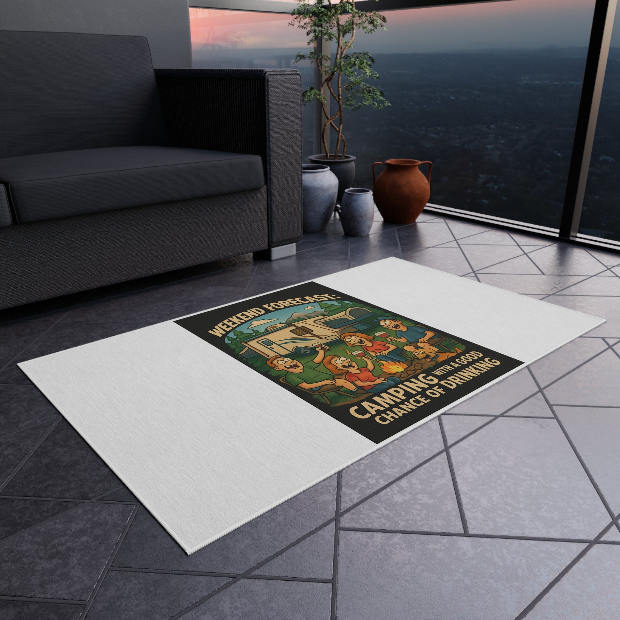 Camping Outdoor Rug with Fun Design, Picnic Mat, Patio Decor, Boho Style, Home & Garden Gift