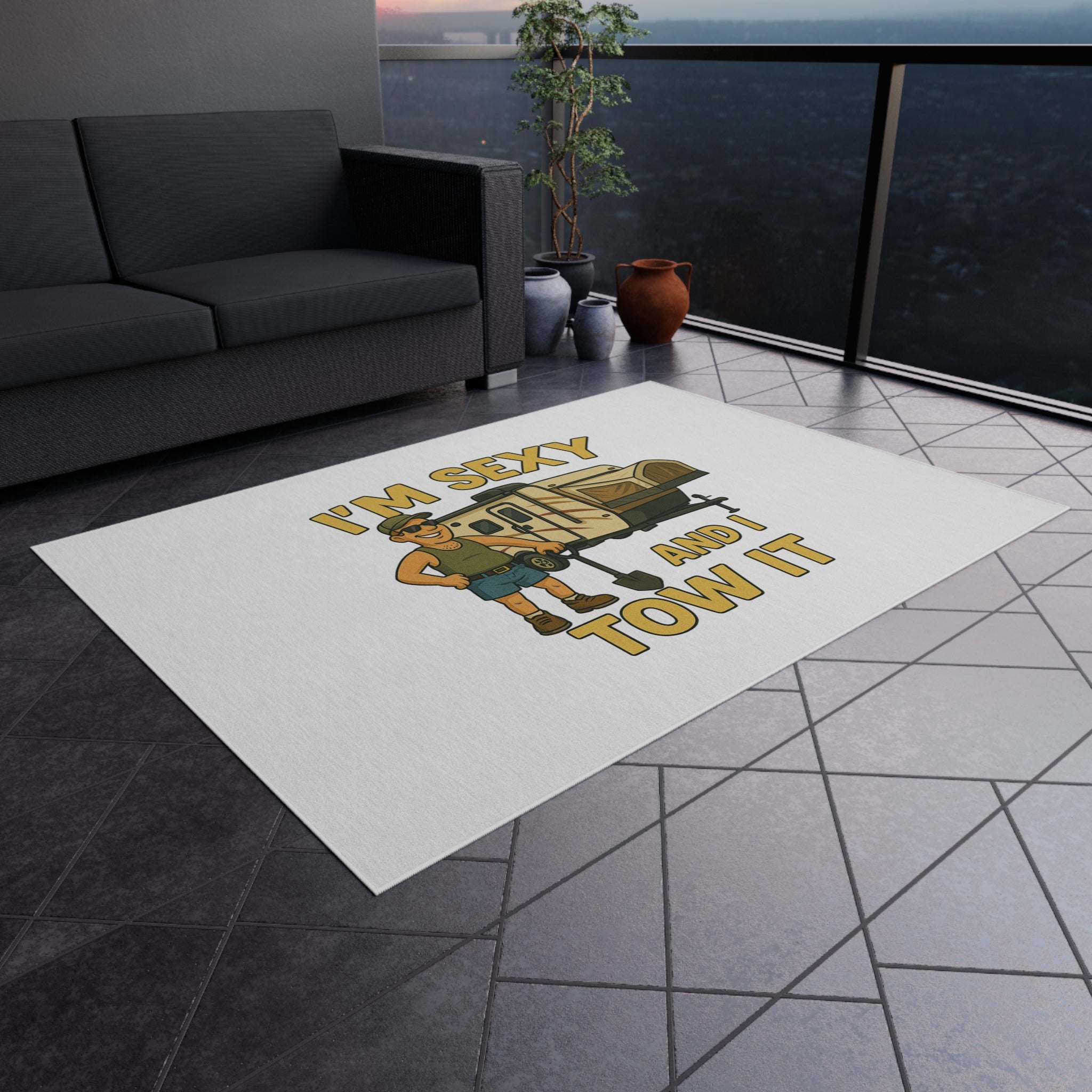 Outdoor Rug with Humor, Fun Camping Decor, RV Enthusiast Gift, Patio Rug, Playful Outdoor Decor
