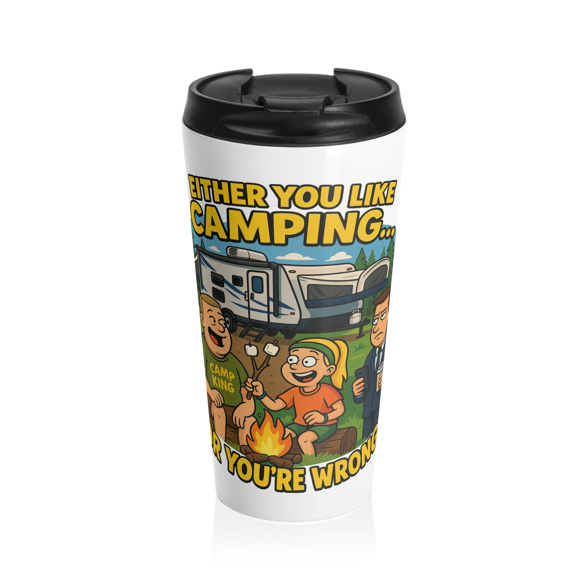 Camping Lovers Stainless Steel Travel Mug - Perfect Gift for Outdoor Enthusiasts