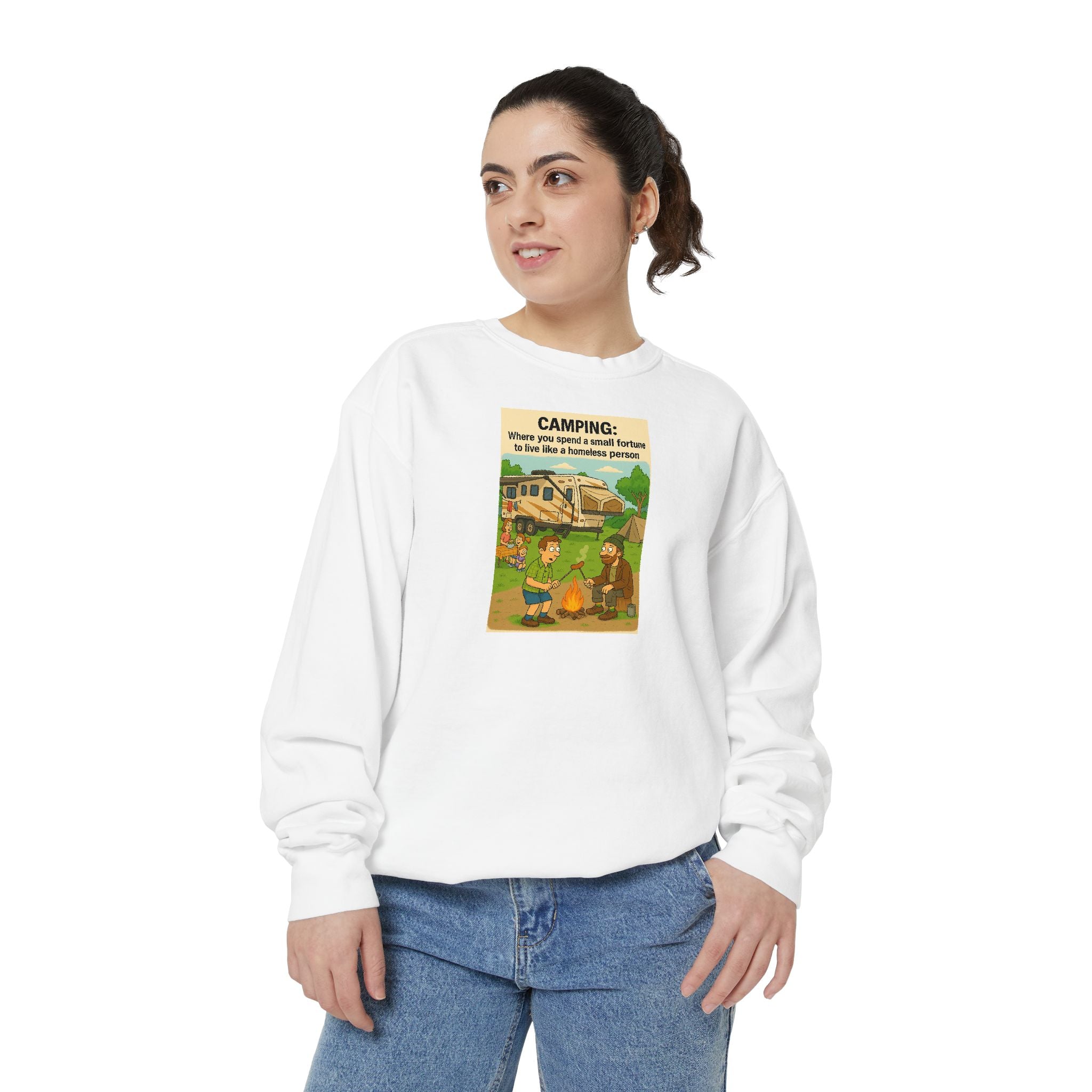 Camping Adventure Sweatshirt, Unisex Garment-DyedPullover, Cozy Casual Wear, Outdoor Enthusiast Gift, Camping Trip Apparel
