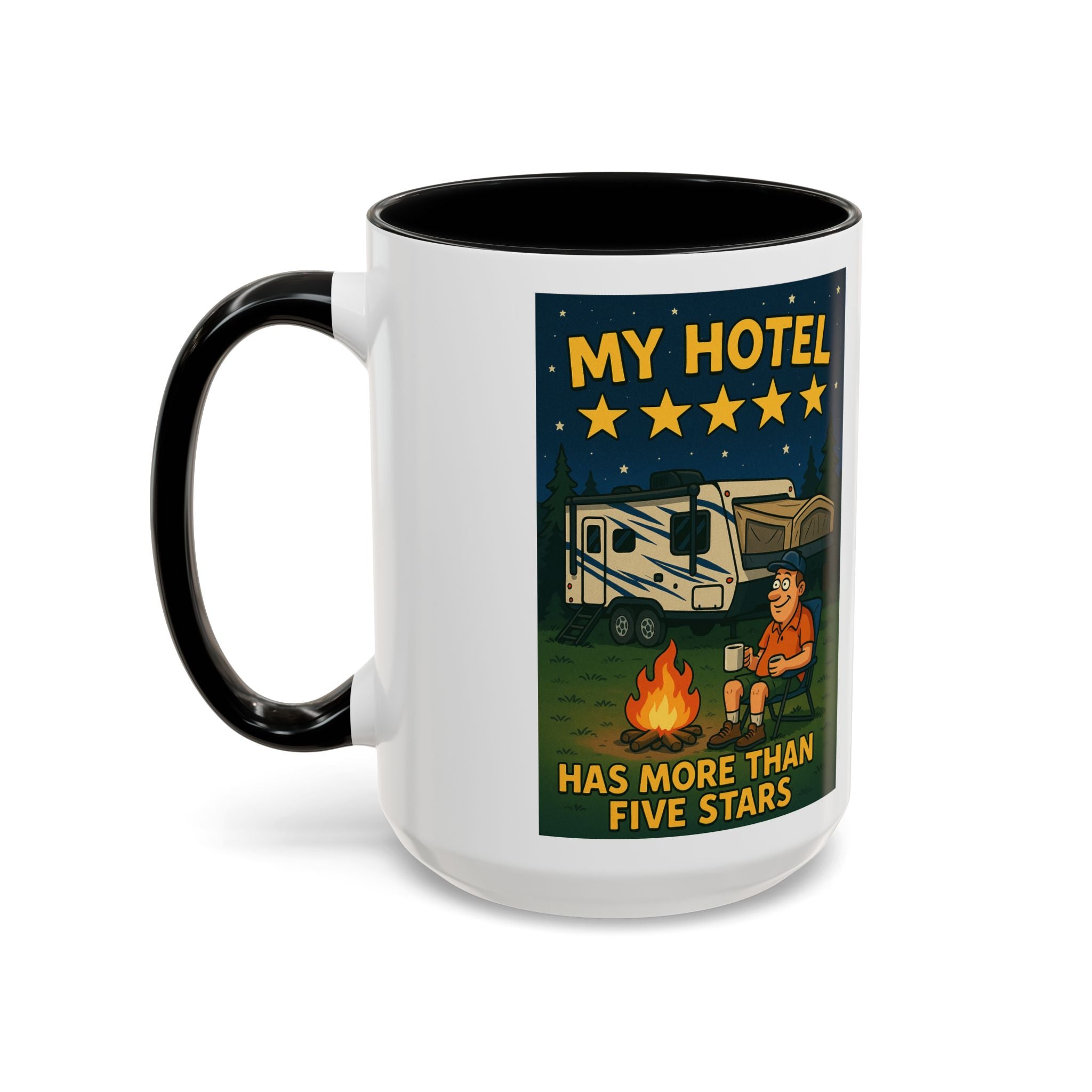 Camping-Themed Accent Coffee Mug | Perfect for RV Lovers, Campers, Travelers, Cozy Nights, Outdoor Adventures, Unique Gift Ideas