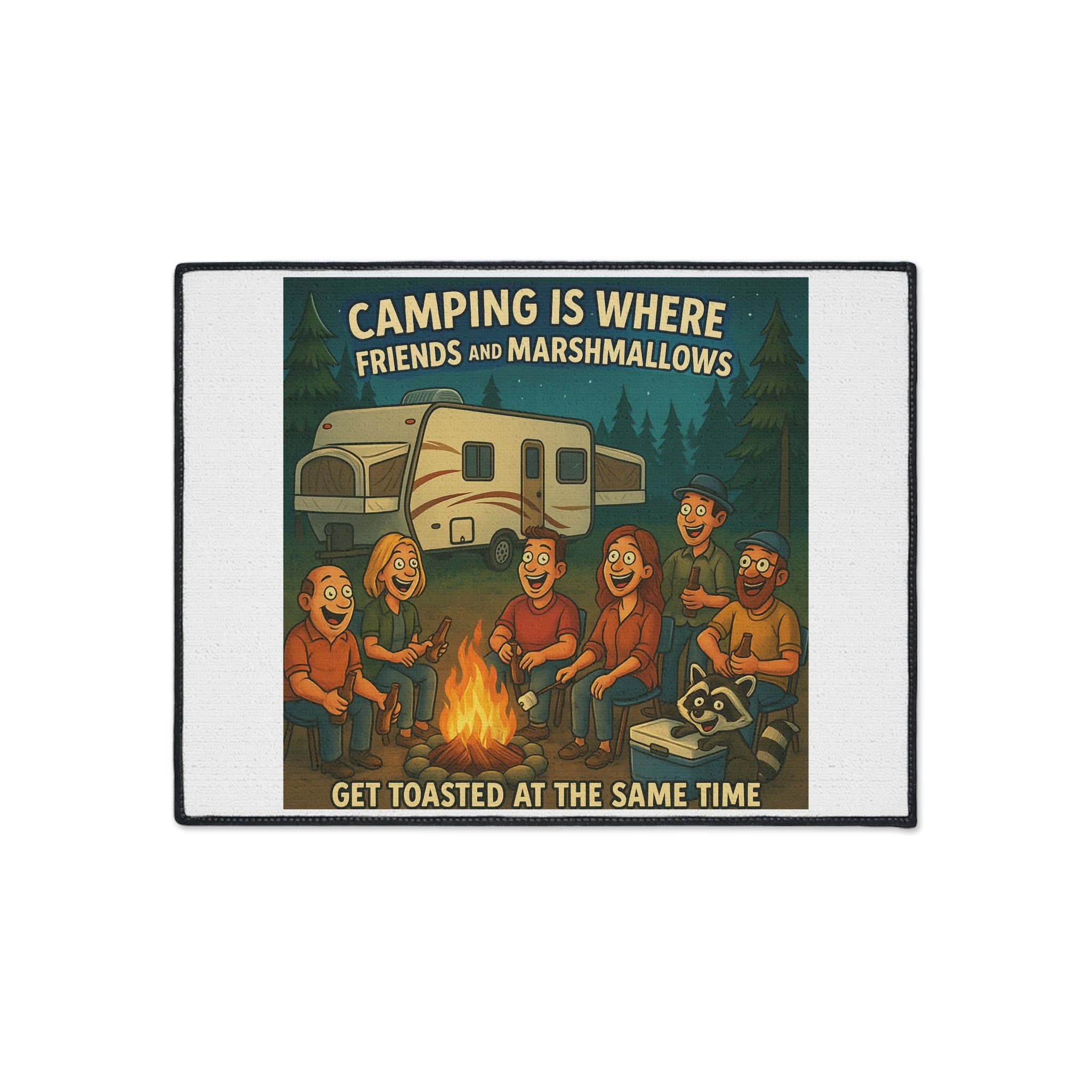 Camping Themed Heavy Duty Floor Mat - Perfect for Outdoor Gatherings, RV Life, Barbecues, and Cozy Campfires