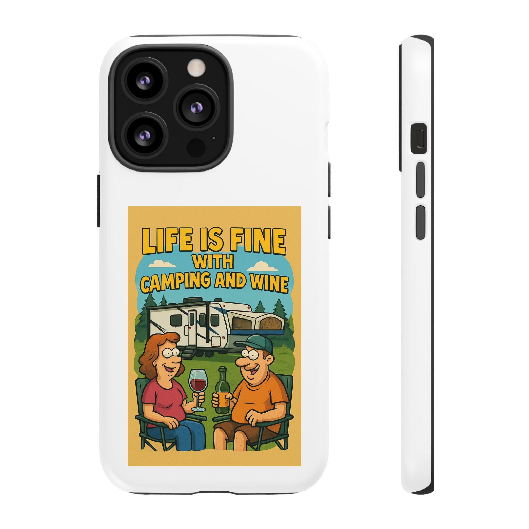 Camping & Wine Phone Case, Outdoor Adventure Accessory, Fun Gift for Campers, Summer Travel Essential, RV Lover Present