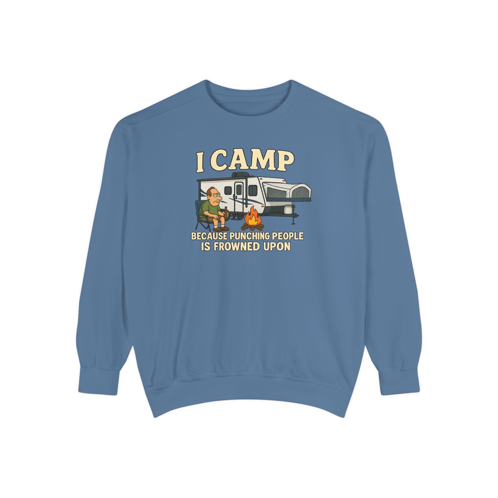 I Camp Unisex Garment-Dyed Sweatshirt - Cozy Camping Apparel for Outdoor Lovers