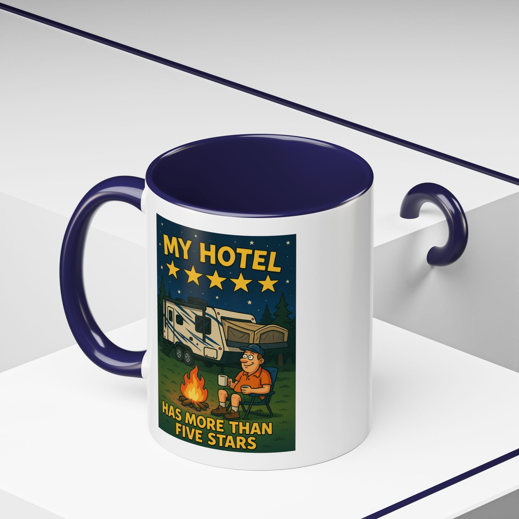 Camping-Themed Accent Coffee Mug | Perfect for RV Lovers, Campers, Travelers, Cozy Nights, Outdoor Adventures, Unique Gift Ideas