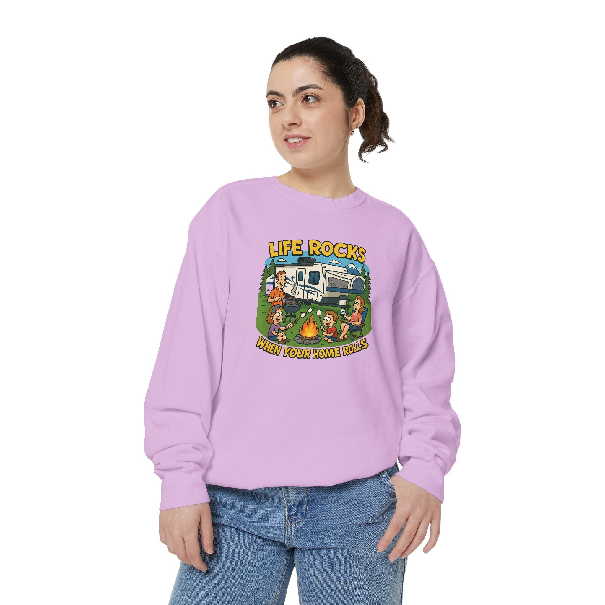 Retro Camping Sweatshirt, Life Rocks Sweater, Unisex Sweatshirt, Vintage RV Sweatshirt, Cozy Outdoor Apparel, Gift for Campers