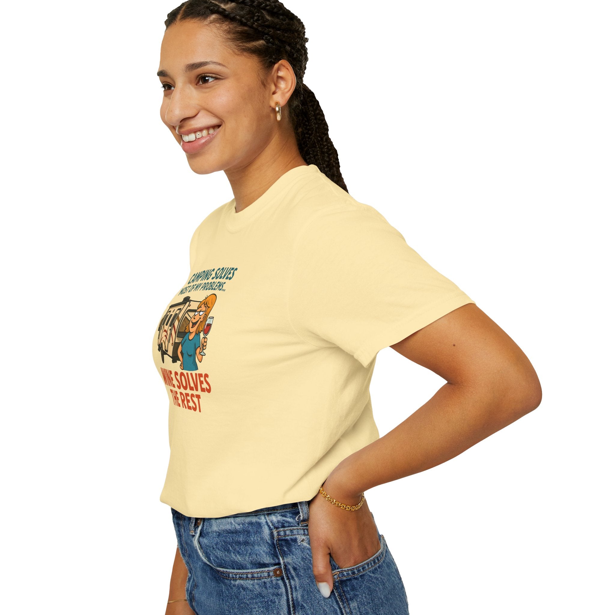 Camping & Wine Unisex T-Shirt, Relaxed Fit Tee, Perfect Gift for Campers, Wine Lovers, Outdoor Enthusiasts, Summer Celebrations