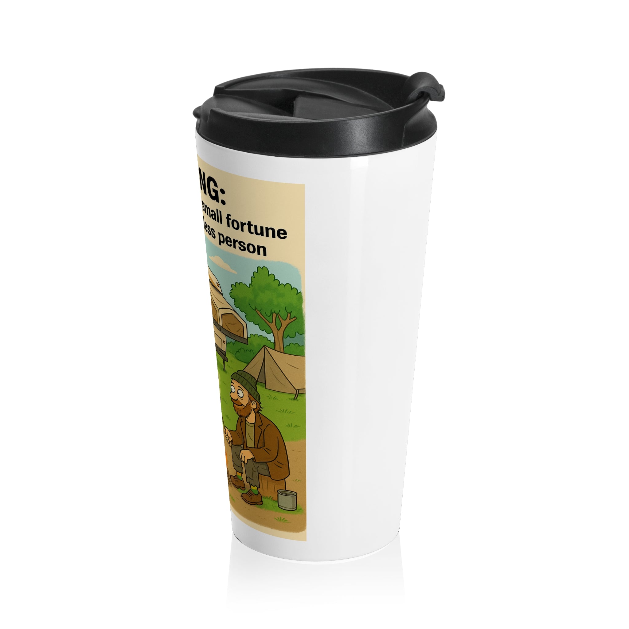 Camping Adventure Stainless Steel Travel Mug, Funny Coffee Cup, Eco-Friendly Travel Mug, Gift for Campers, Outdoor Enthusiast Mug