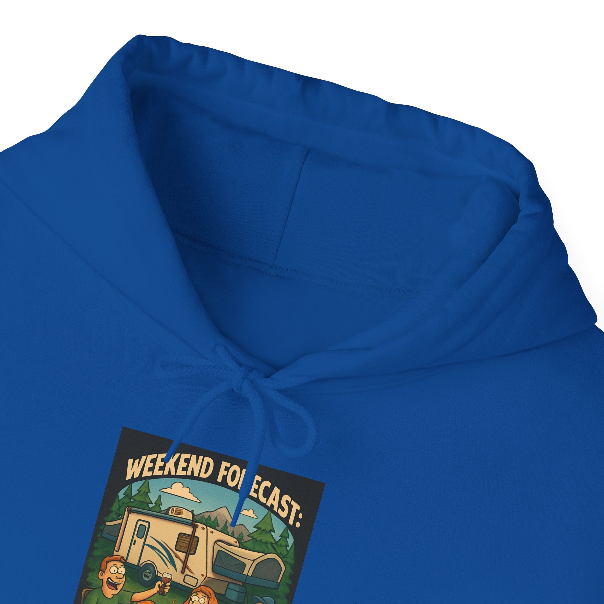 Camping Forecast Graphic Hoodie, Unisex Heavy Blend Sweatshirt, Outdoor Apparel, Weekend Getaway Gift, Nature Lover Clothing
