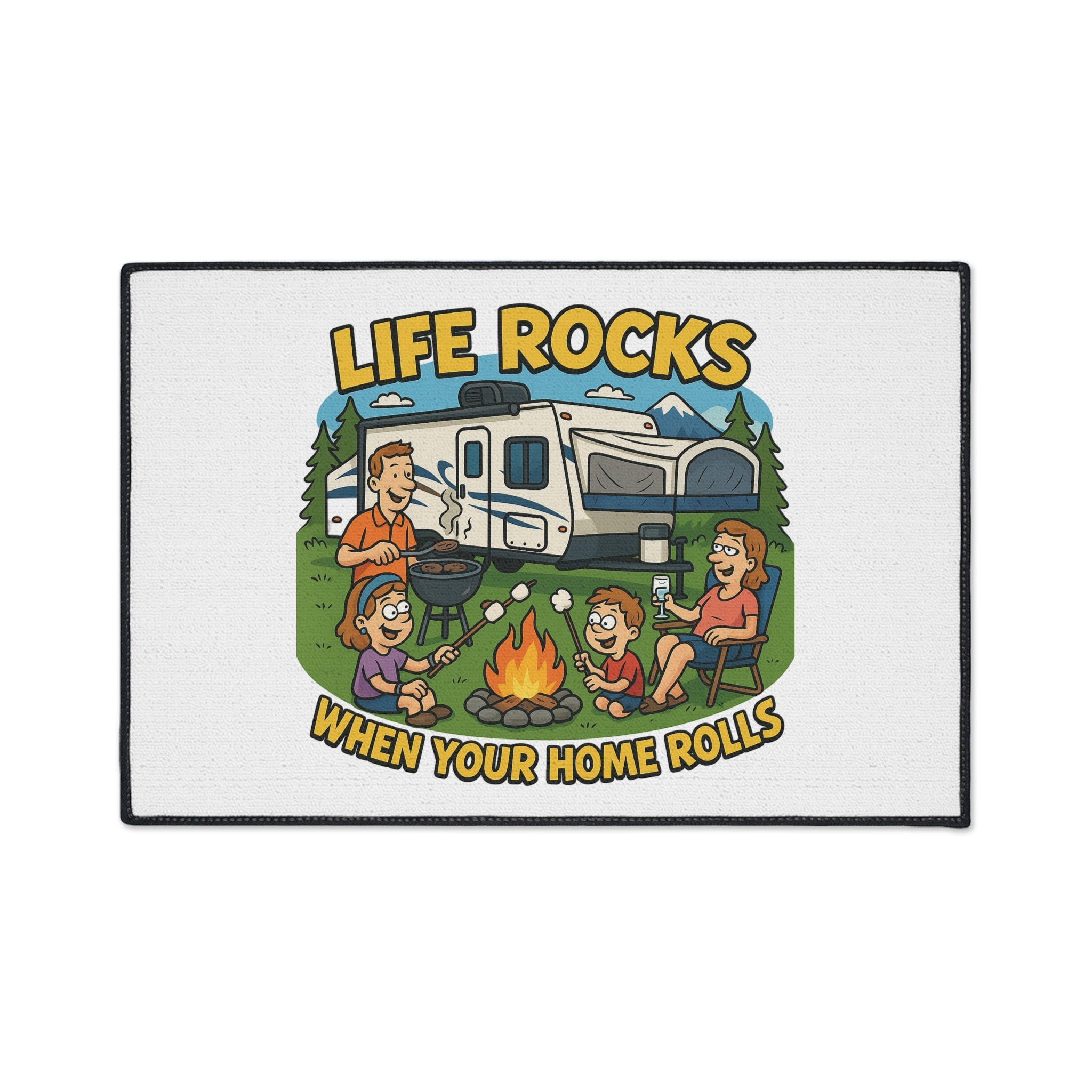 Stylish Camping Floor Mat - 'Life Rocks When Your Home Rolls' Cozy Outdoor Rug, RV Decor, Family Gathering Pad, Campfire Mat, Fun [...]