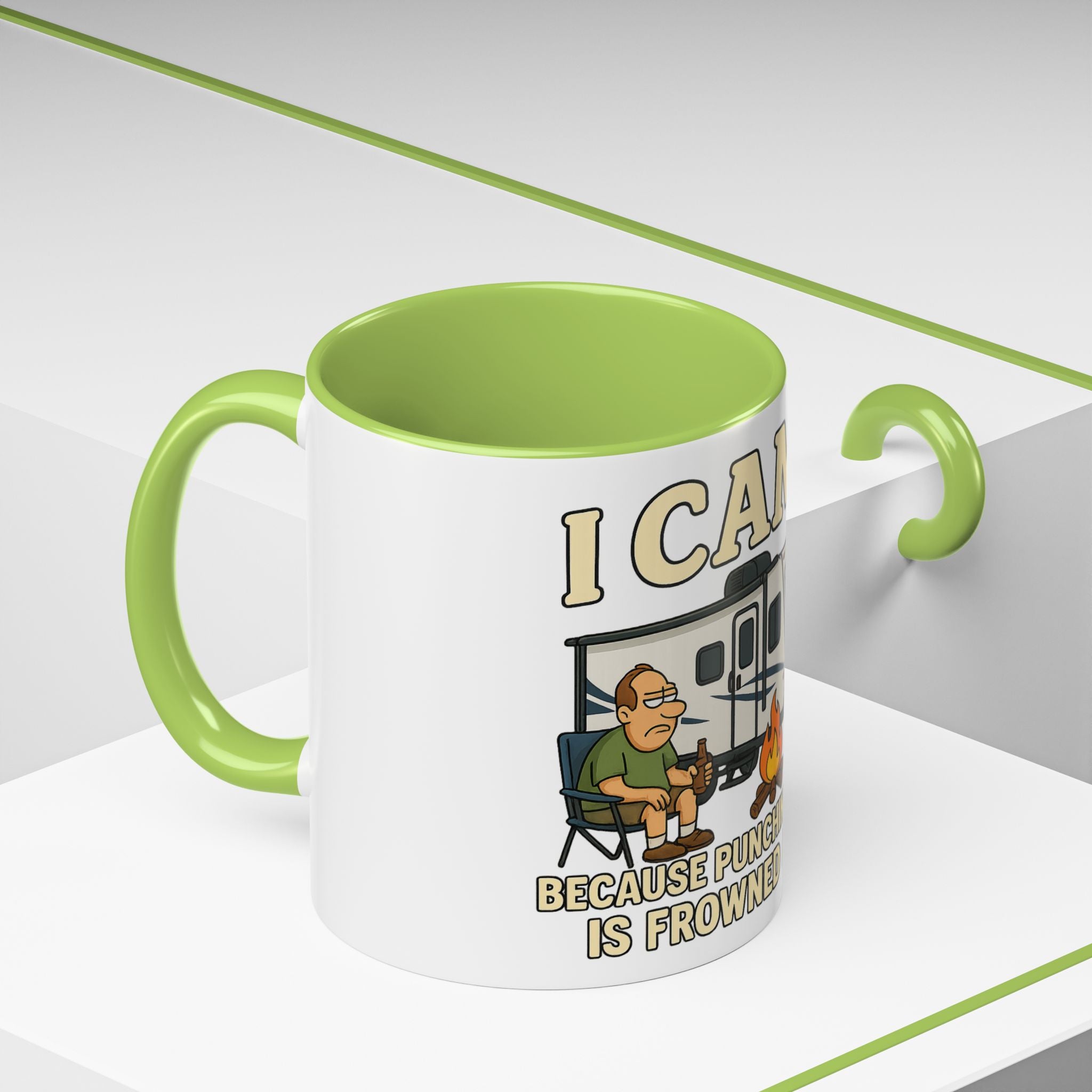 Camping Humor Coffee Mug - I Camp Because Punching People is Frowned Upon