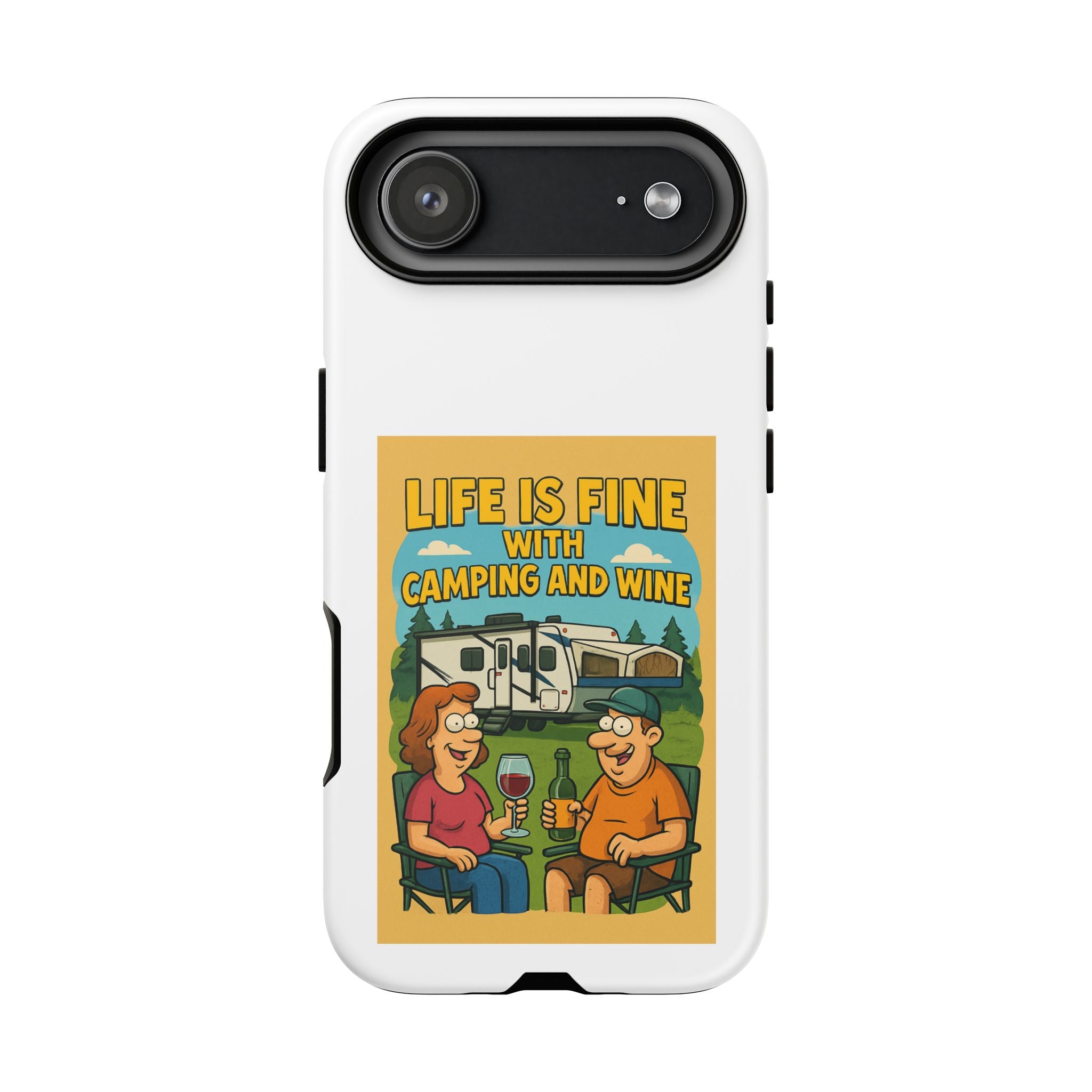 Camping & Wine Phone Case, Outdoor Adventure Accessory, Fun Gift for Campers, Summer Travel Essential, RV Lover Present