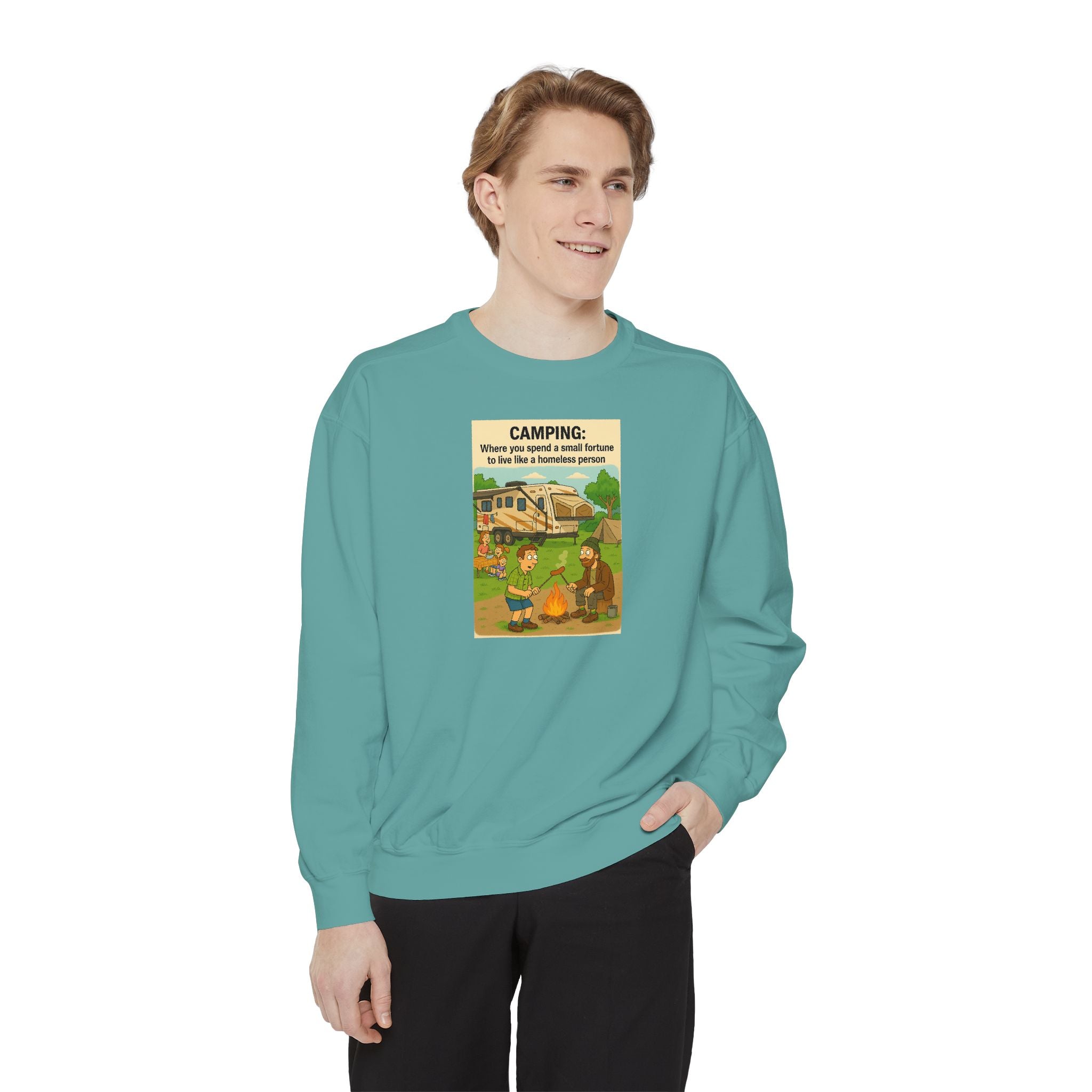 Camping Adventure Sweatshirt, Unisex Garment-DyedPullover, Cozy Casual Wear, Outdoor Enthusiast Gift, Camping Trip Apparel
