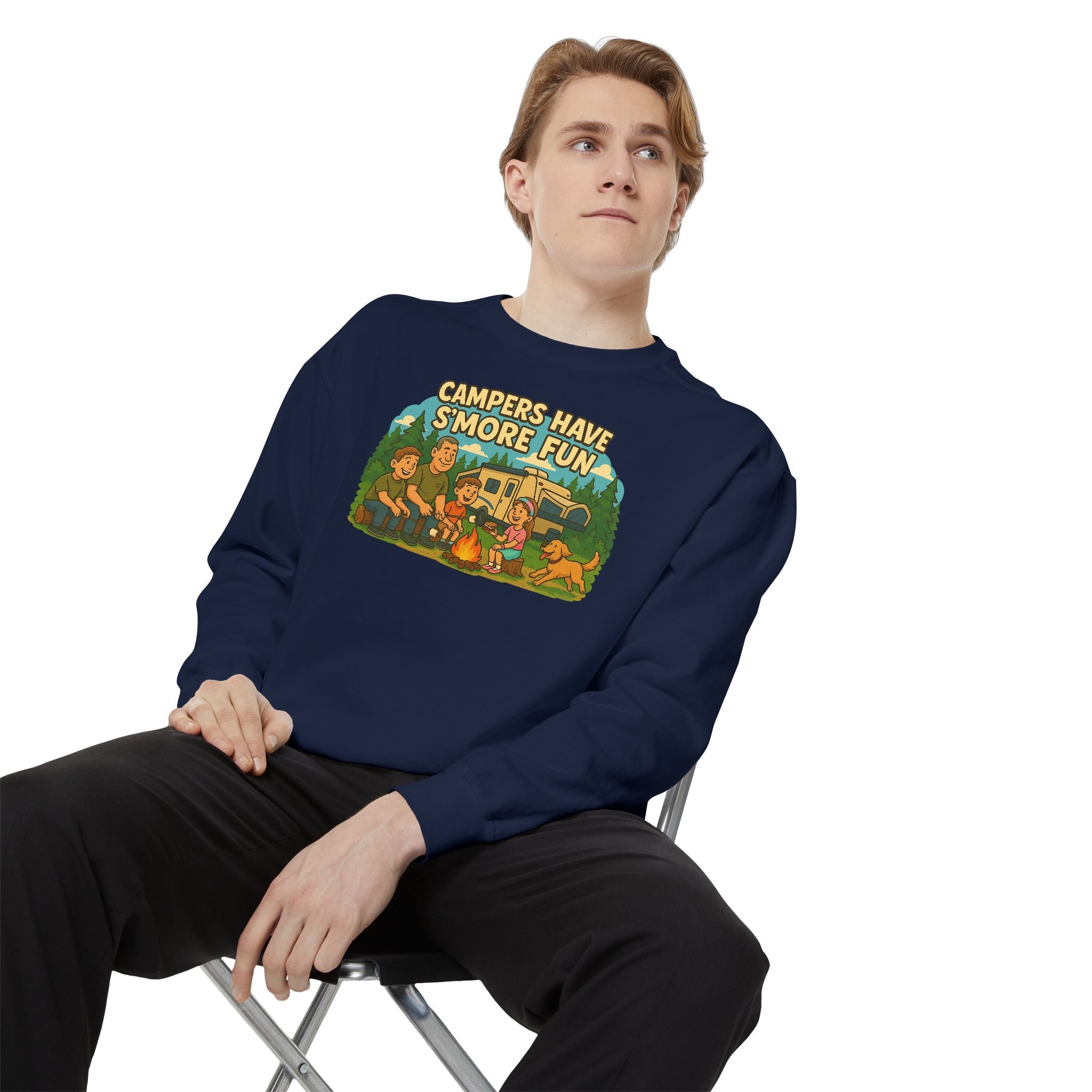 Camper Vibes Sweatshirt - Enjoy S'mores, Unisex Campfire Clothing, Perfect for Outdoor Adventures, Gift for Adventurers, Cozy Camping Attire