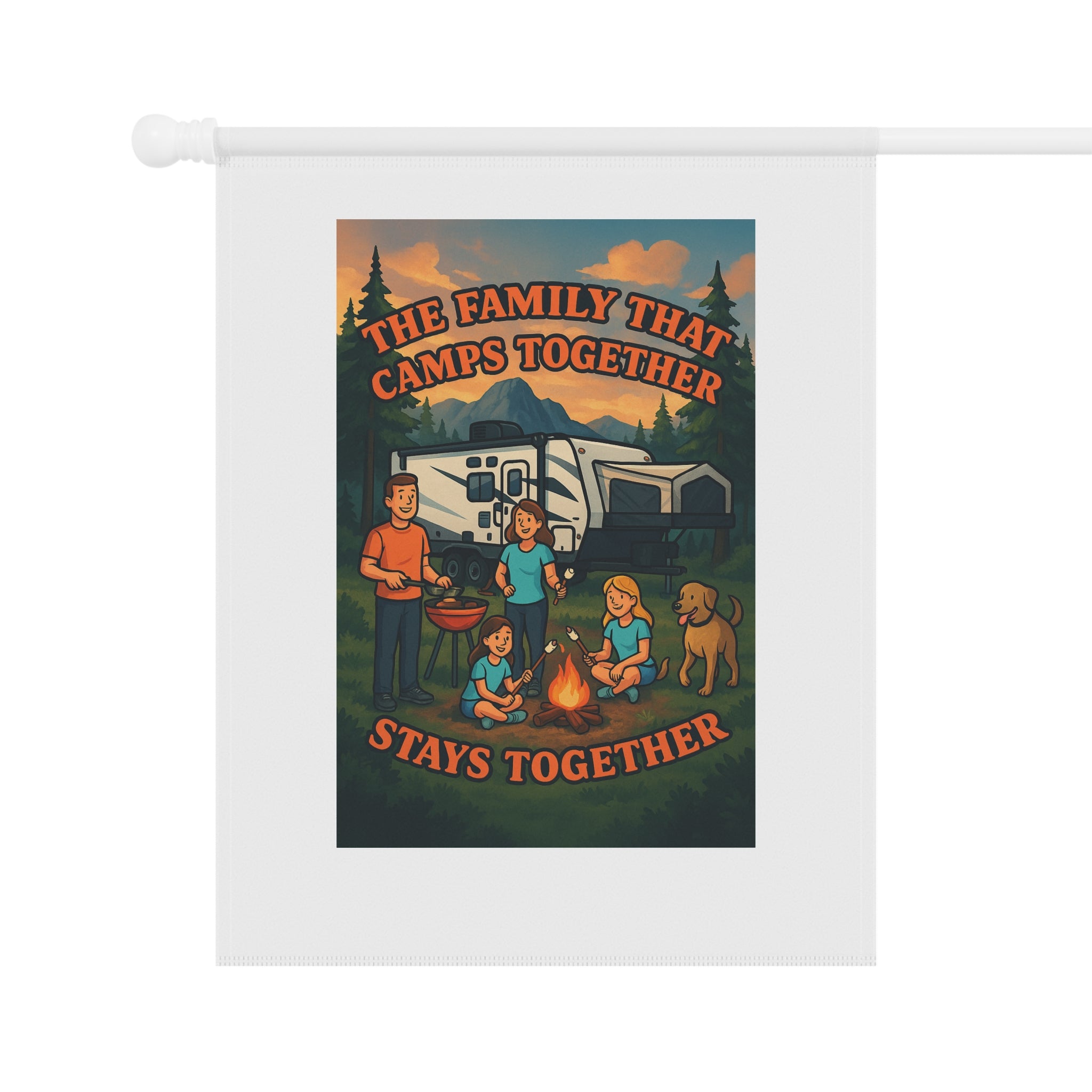 Camping Family Banner, Outdoor Decor, Garden Flag, Family Reunion Gift, RV Fun Sign, Camping Themed Home Decor