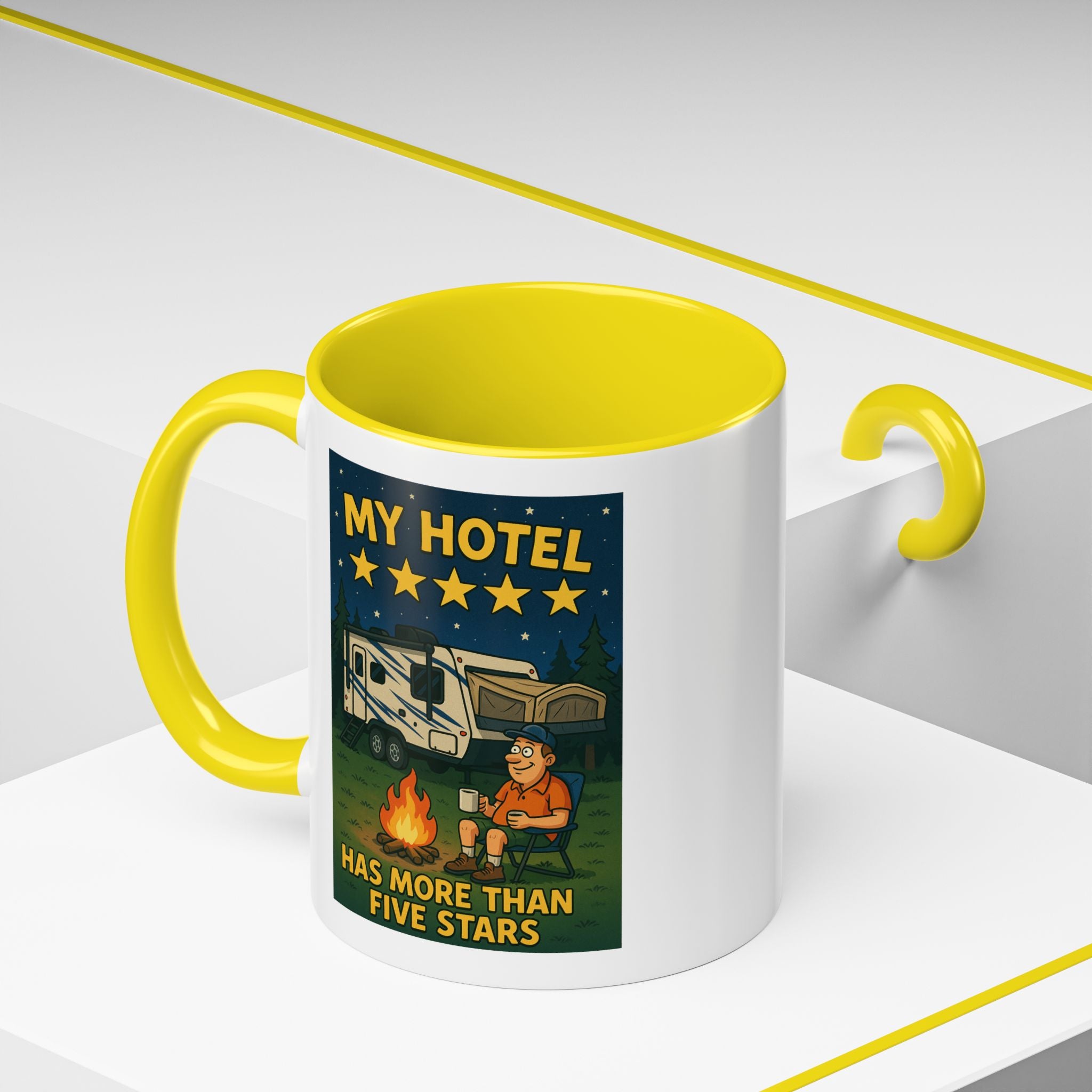 Camping-Themed Accent Coffee Mug | Perfect for RV Lovers, Campers, Travelers, Cozy Nights, Outdoor Adventures, Unique Gift Ideas