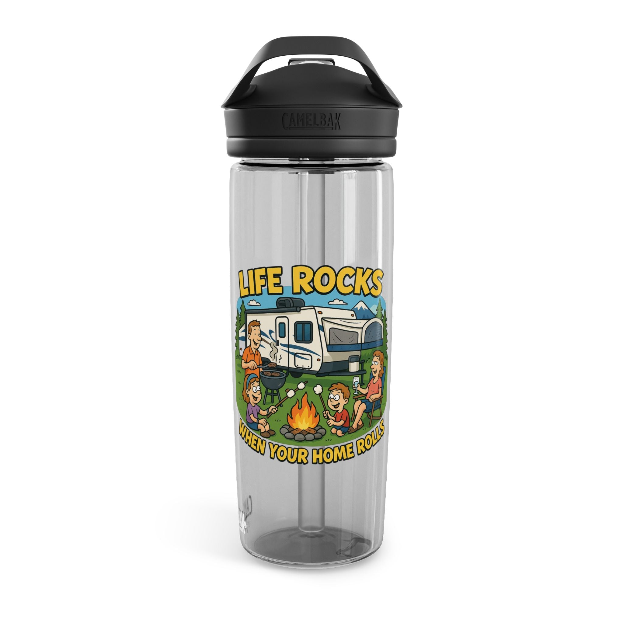 Camping Water Bottle with Life Rocks Design, Adventure Hydration, RV Lover Gift, Outdoorsy Water Bottle, Eco-Friendly Travel Gear