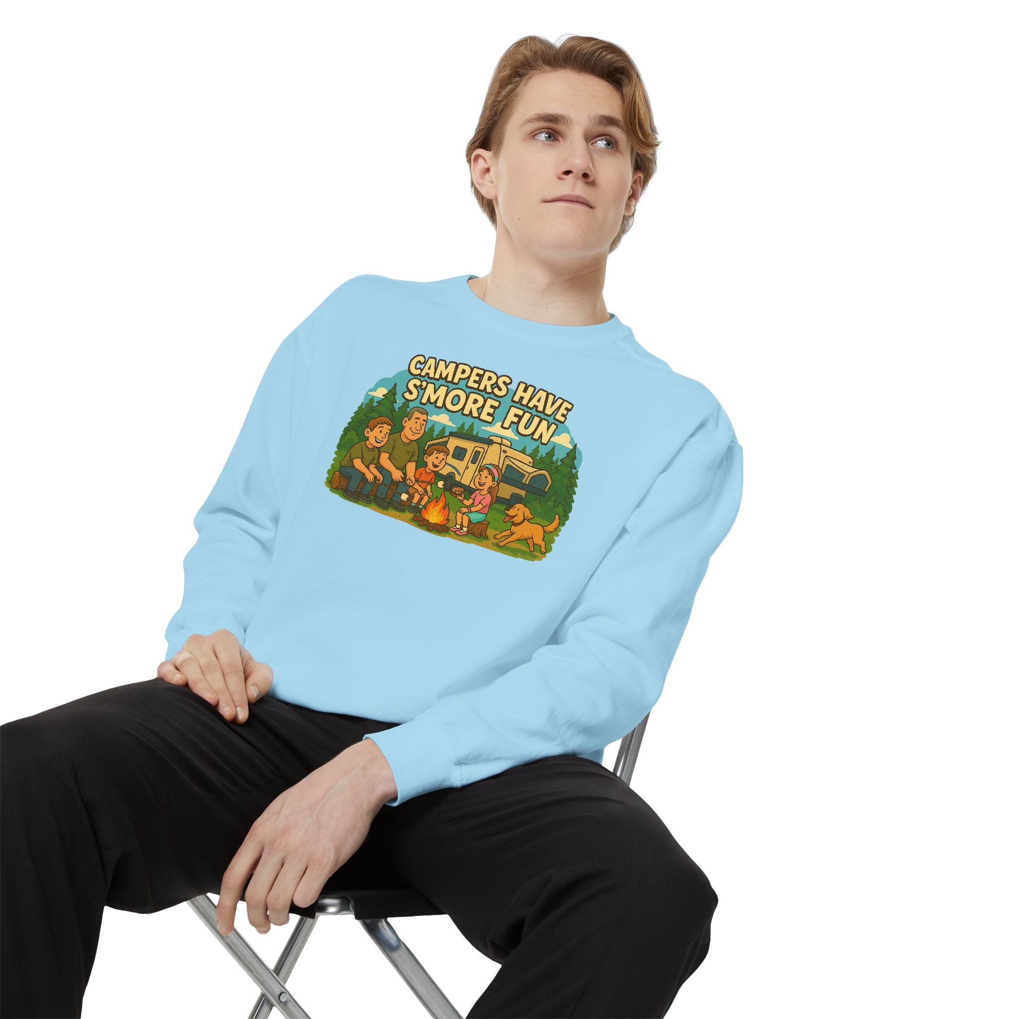 Camper Vibes Sweatshirt - Enjoy S'mores, Unisex Campfire Clothing, Perfect for Outdoor Adventures, Gift for Adventurers, Cozy Camping Attire