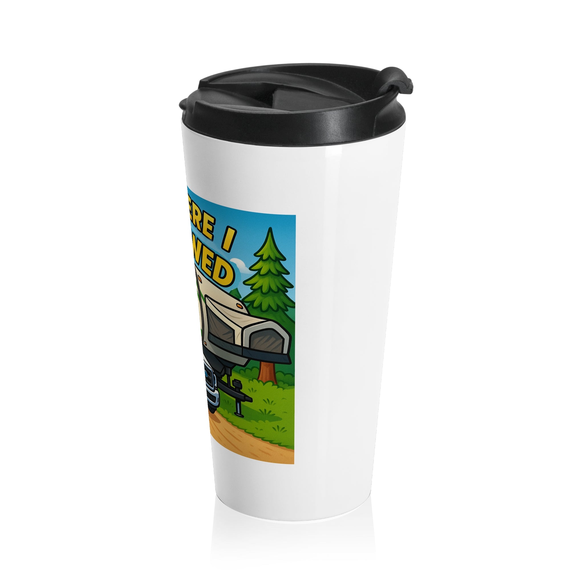 Adventurous Stainless Steel Travel Mug with RV Design - Perfect for Campers, Road Trips, Coffee Lovers, Gifts for Him, Outdoor Enthusiasts
