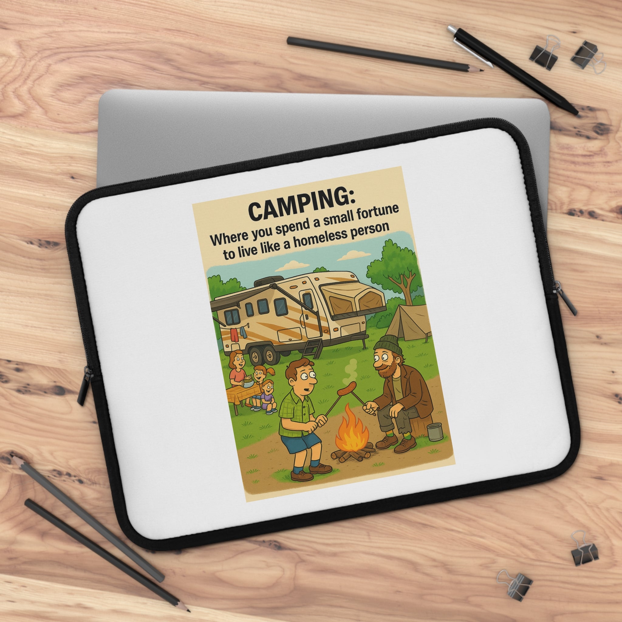 Camping Adventure Laptop Sleeve - Fun Outdoor Design, Computer Case for Nature Lovers, Gift for Campers, Unique Accessories