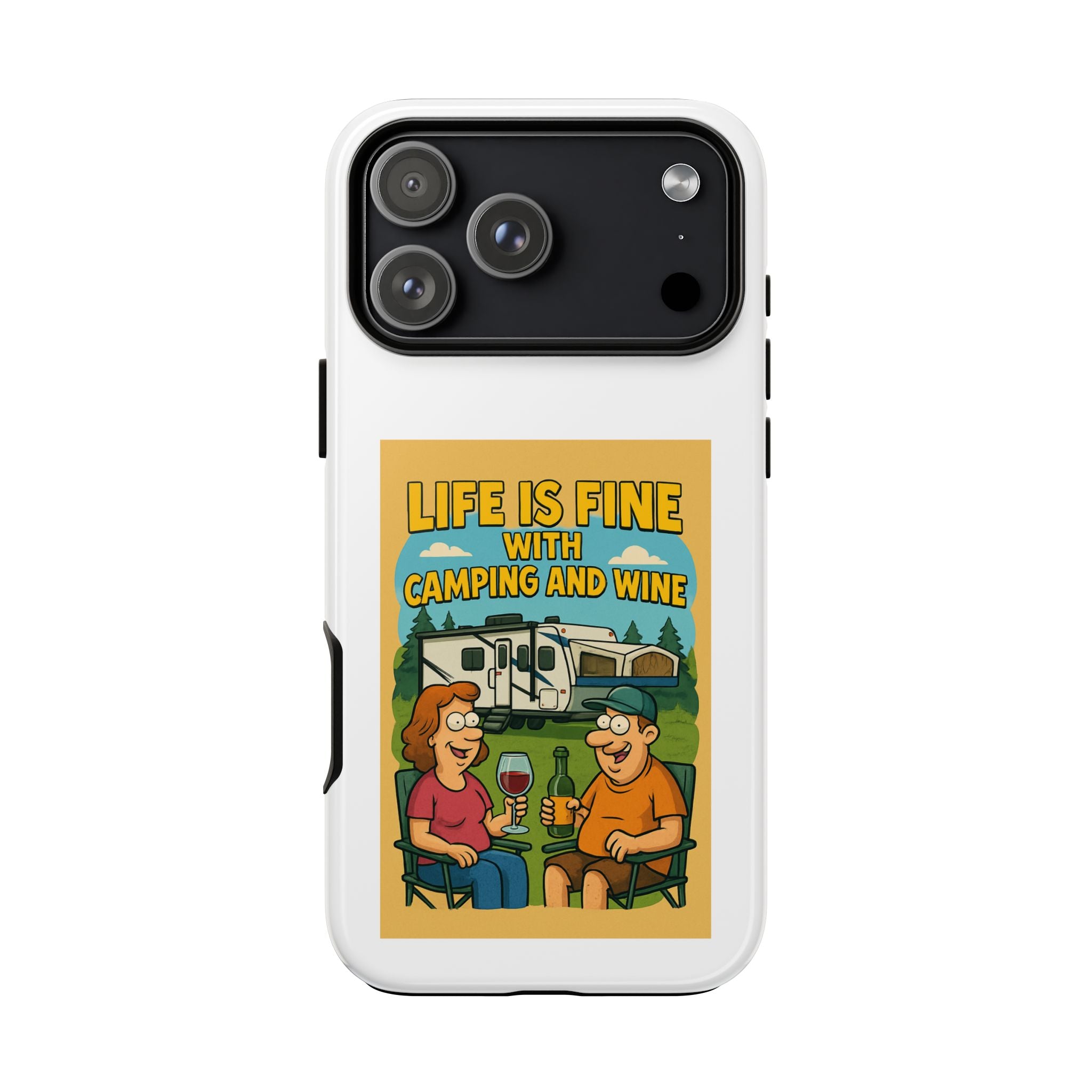 Camping & Wine Phone Case, Outdoor Adventure Accessory, Fun Gift for Campers, Summer Travel Essential, RV Lover Present