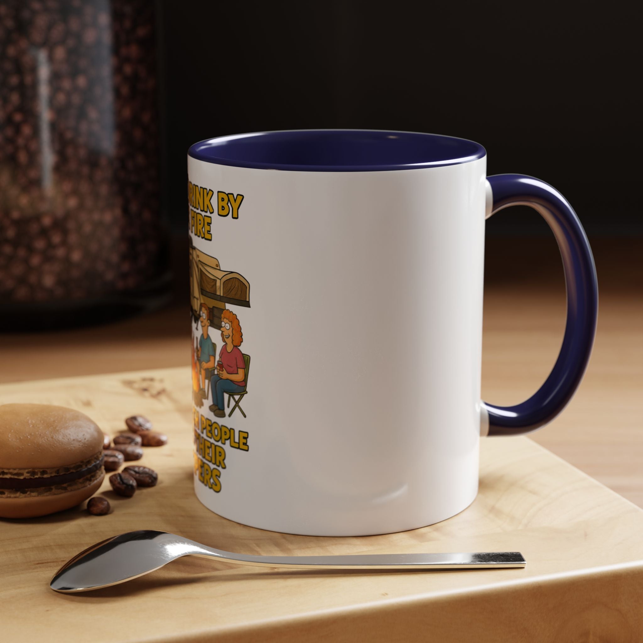 Campfire Accent Coffee Mug, Camping Gift, Outdoor Adventure Mug, RV Lovers Coffee Cup, Relaxing by the Fire