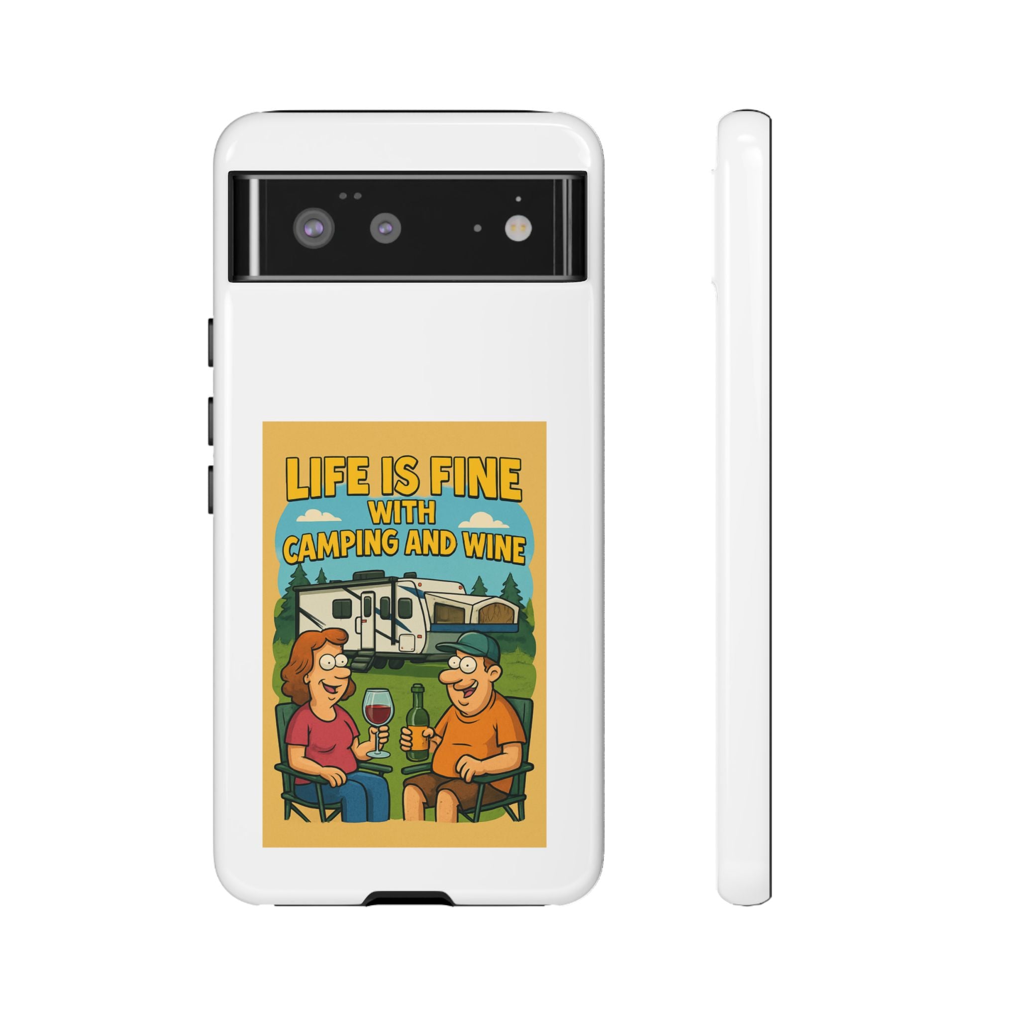 Camping & Wine Phone Case, Outdoor Adventure Accessory, Fun Gift for Campers, Summer Travel Essential, RV Lover Present