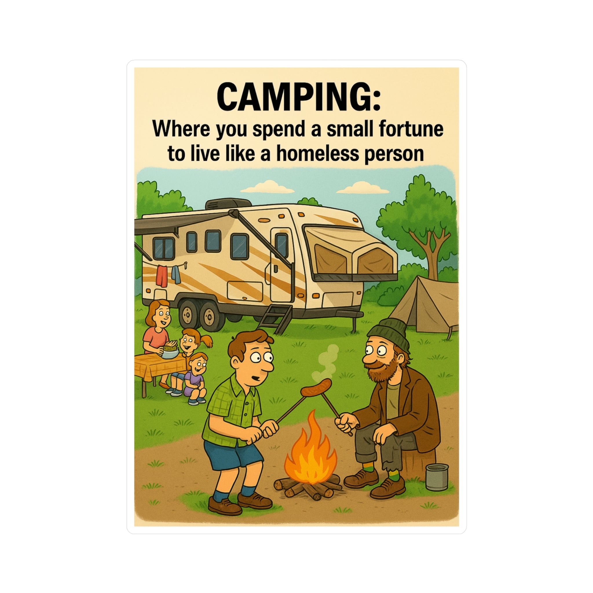 Camping Humor Vinyl Decals, Fun Outdoor Stickers for Campers, Travel Mugs, Car Accessories, Gift for Nature Lovers