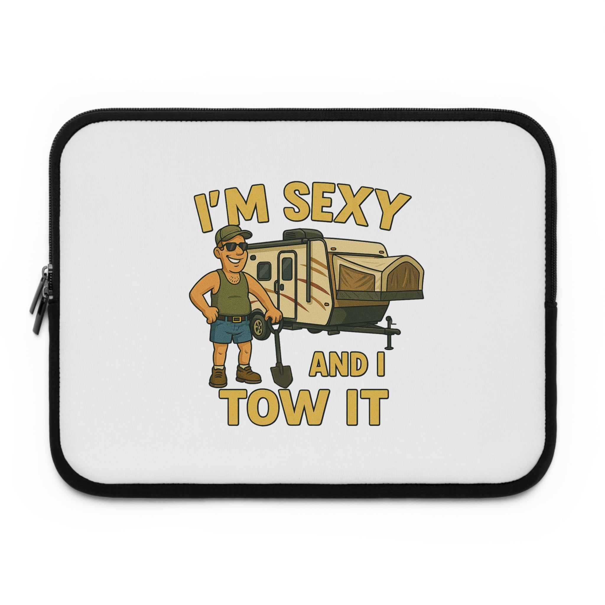 Funny Camping Laptop Sleeve - I'm Sexy and I Tow It, RV Lover Gift, Travel Accessory, Unique Computer Bag, Camping Enthusiast Present