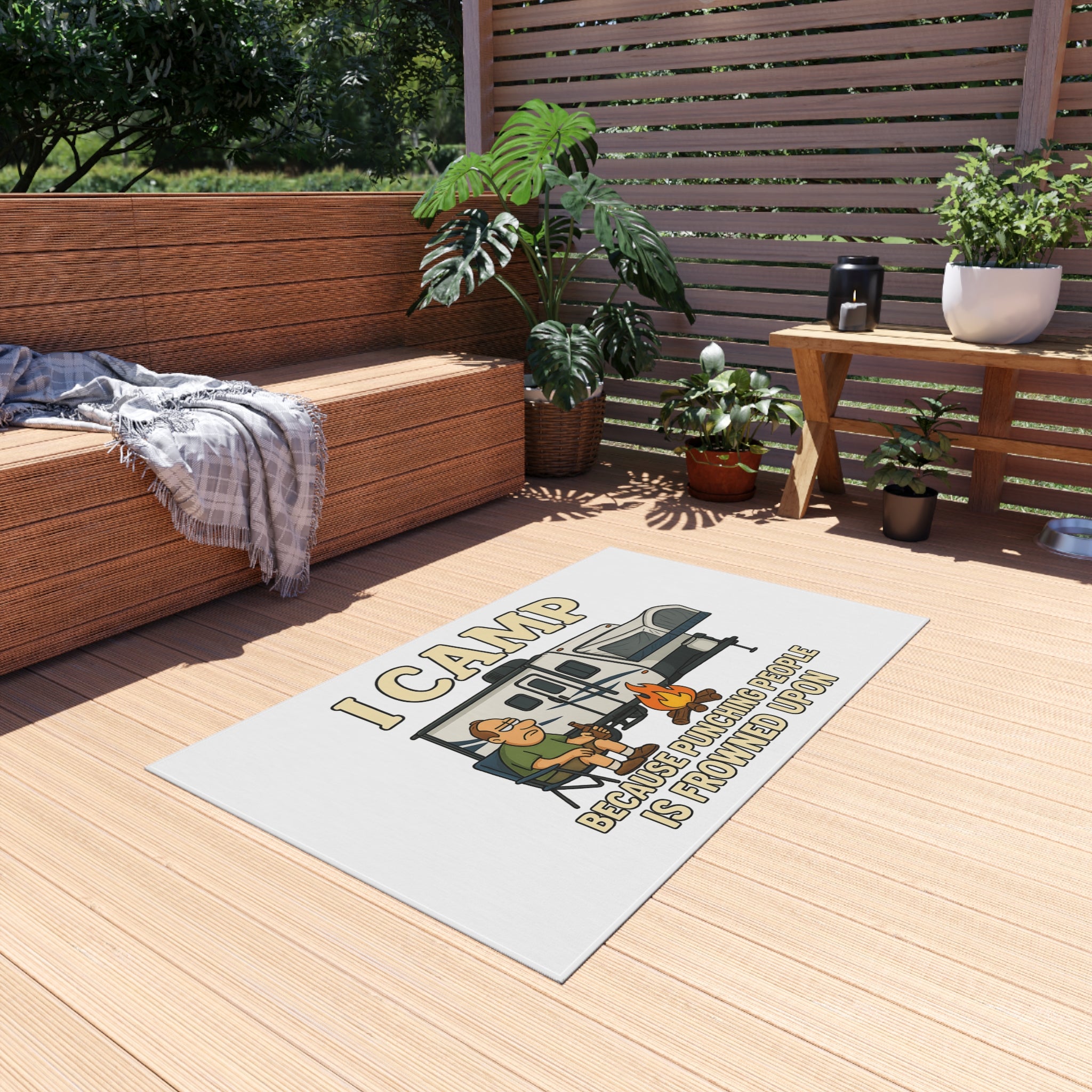 I Camp Outdoor Rug - Fun Camping Decor for RV Enthusiasts