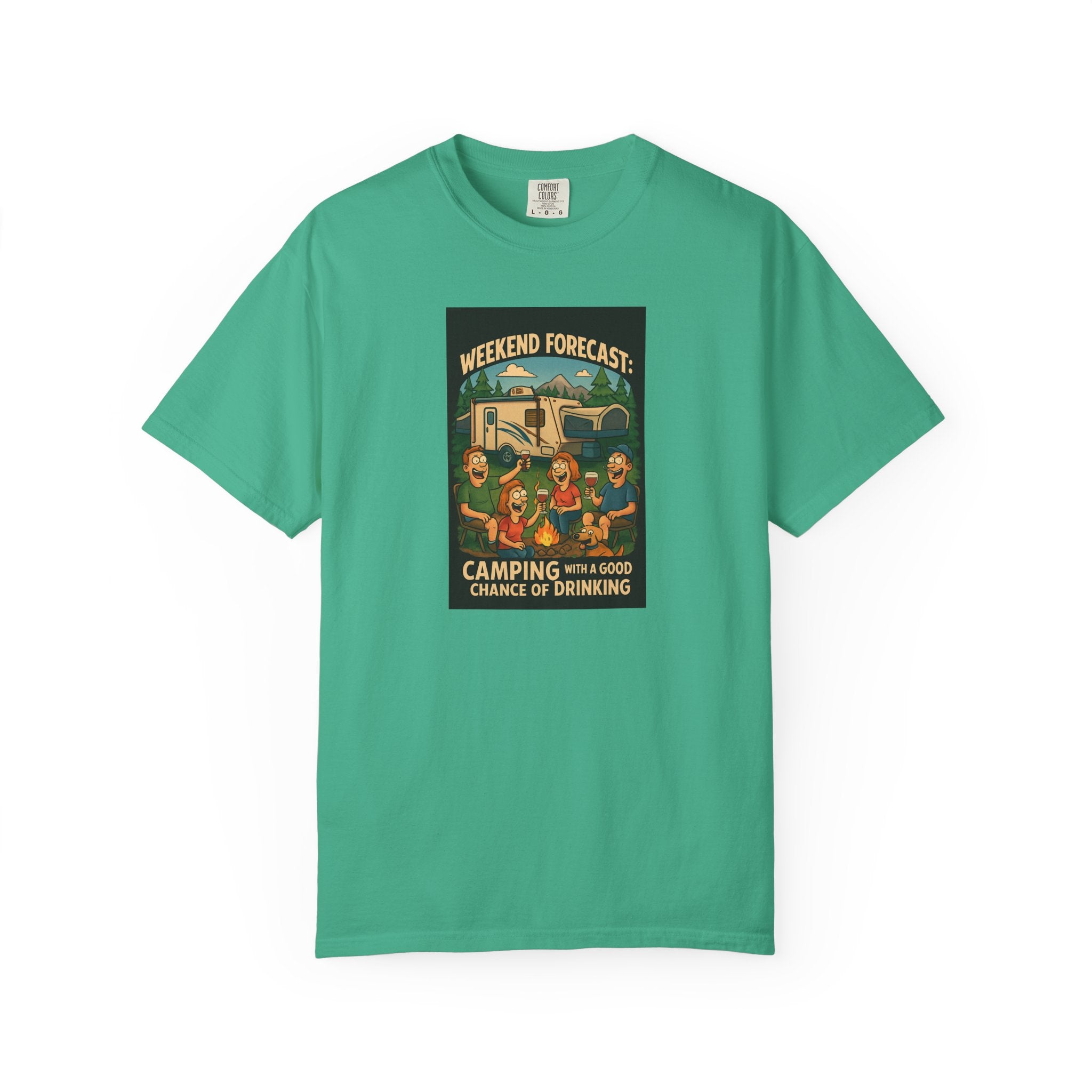 Camping Forecast T-Shirt, Unisex Graphic Tee, Gift for Campers, Outdoor Adventure Apparel, Weekend Getaway Shirt, Nature Lover's Tee