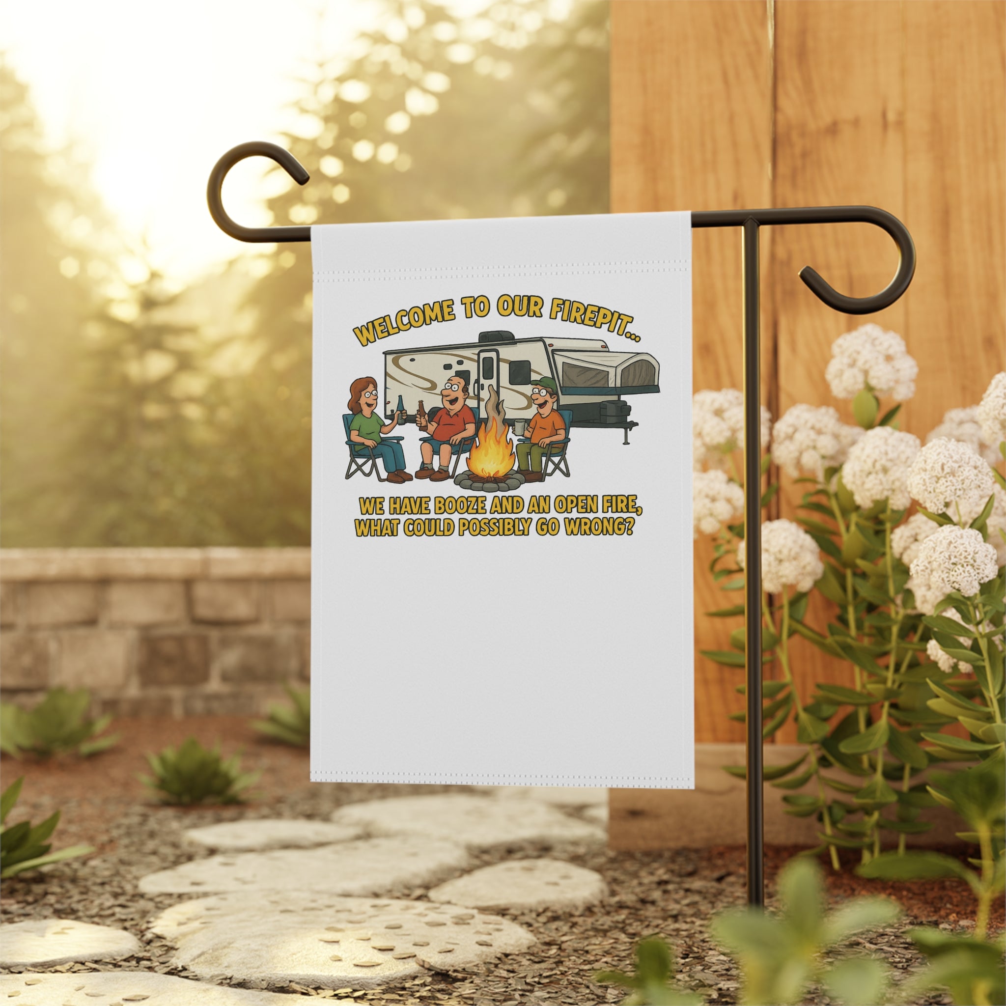 Fire Pit Welcome Banner, Garden Decor, Outdoor Sign, Camping Decor, BBQ Party Decor, Fun Garden Banner
