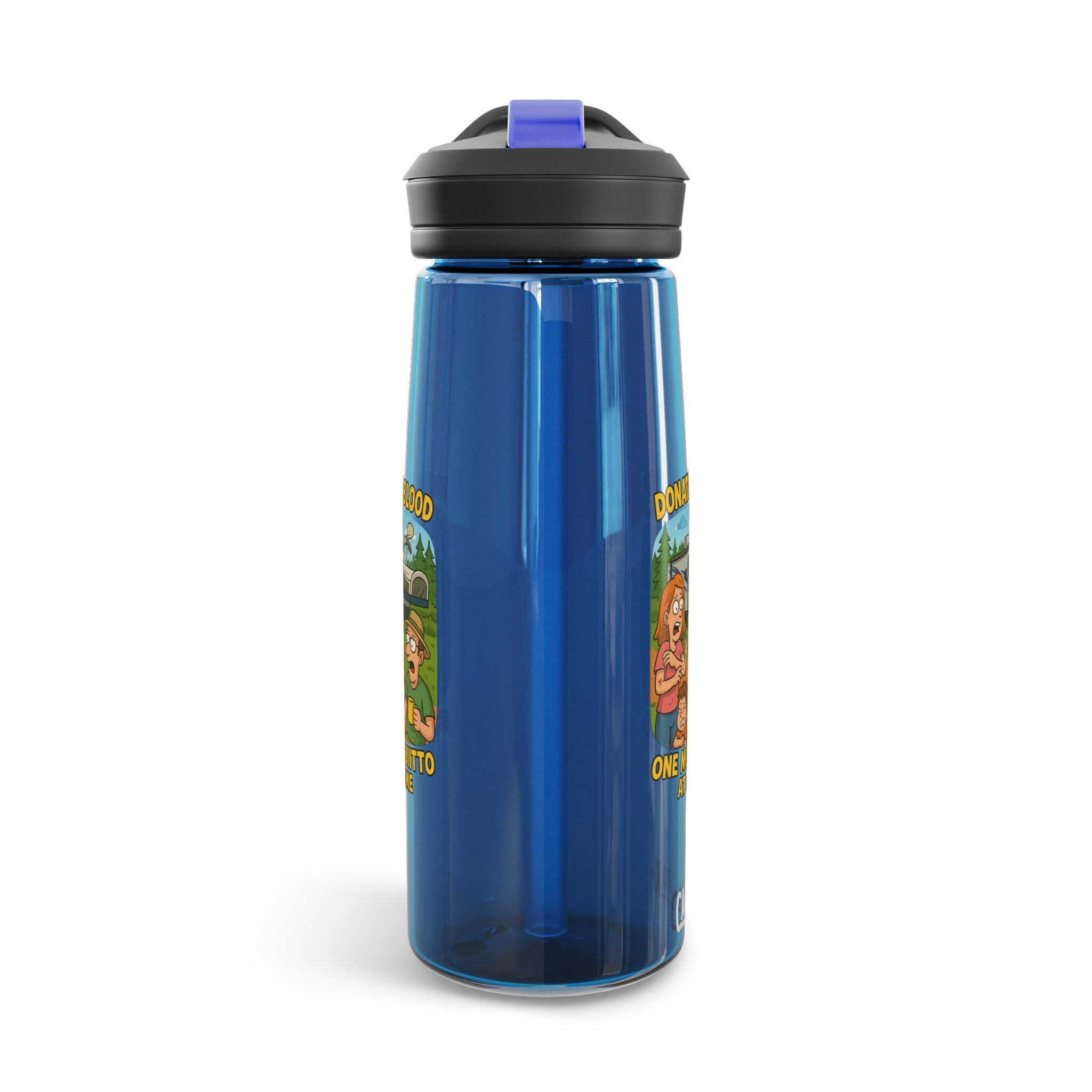Fun Cartoon Water Bottle, Quirky Drinkware, Motivational Hydration, Eco-Friendly Gift, Ideal for Campers, Perfect for Summer, Donation Theme