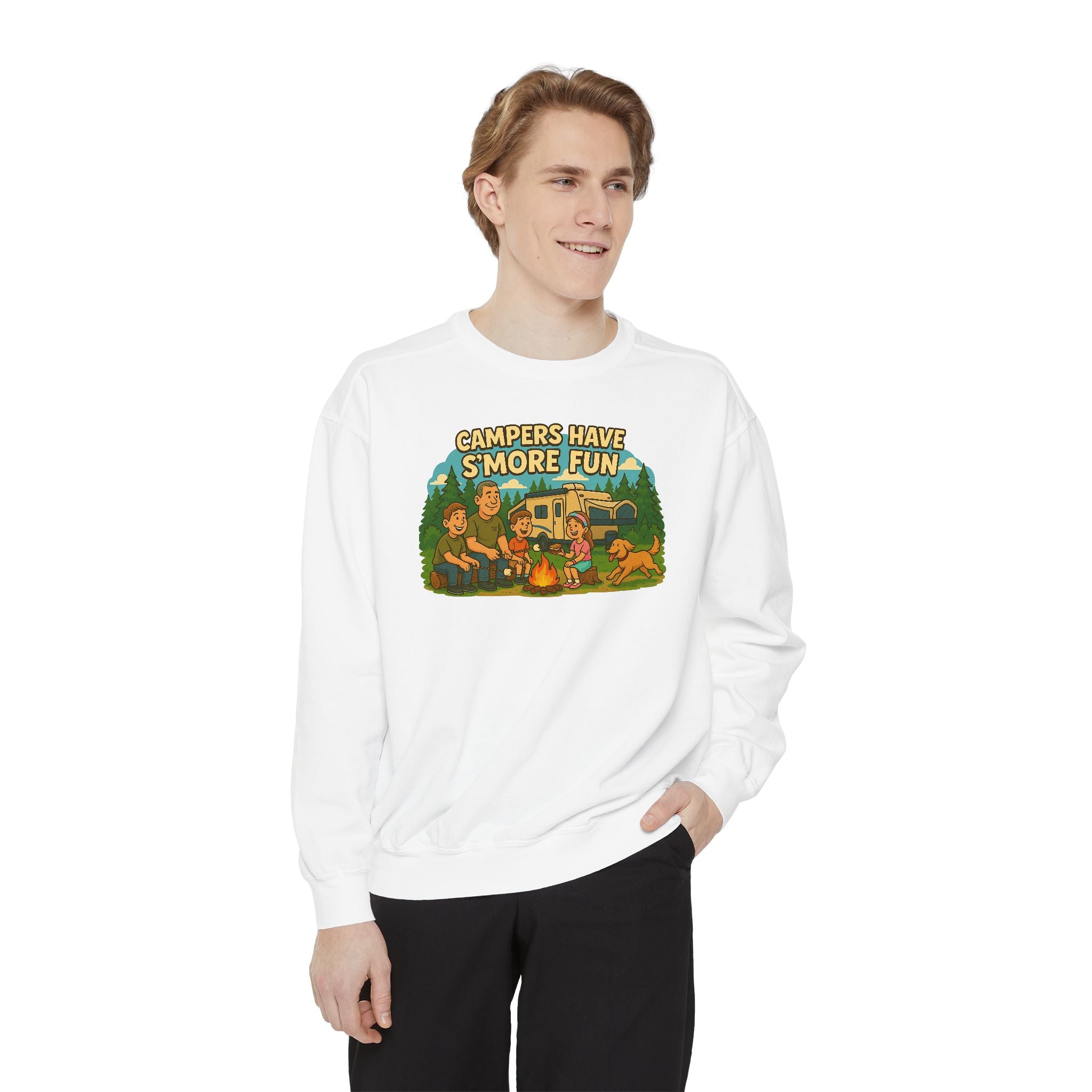 Camper Vibes Sweatshirt - Enjoy S'mores, Unisex Campfire Clothing, Perfect for Outdoor Adventures, Gift for Adventurers, Cozy Camping Attire