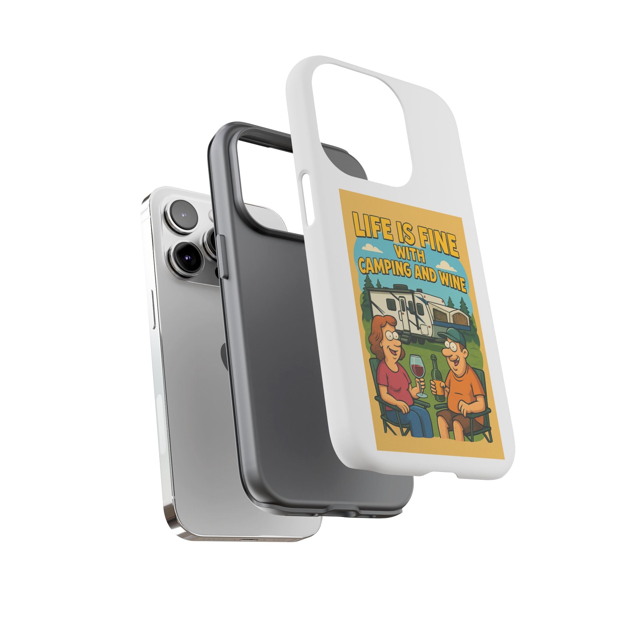 Camping & Wine Phone Case, Outdoor Adventure Accessory, Fun Gift for Campers, Summer Travel Essential, RV Lover Present