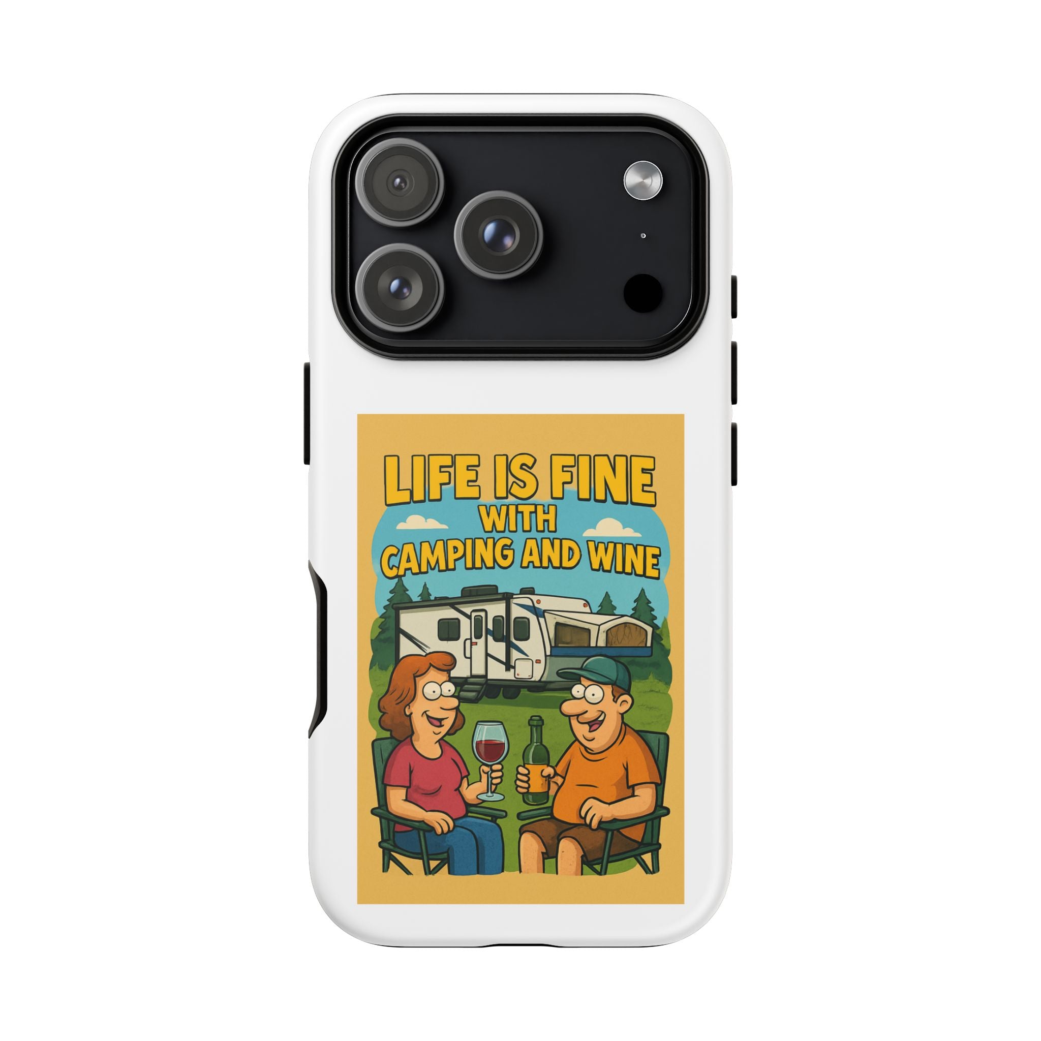 Camping & Wine Phone Case, Outdoor Adventure Accessory, Fun Gift for Campers, Summer Travel Essential, RV Lover Present