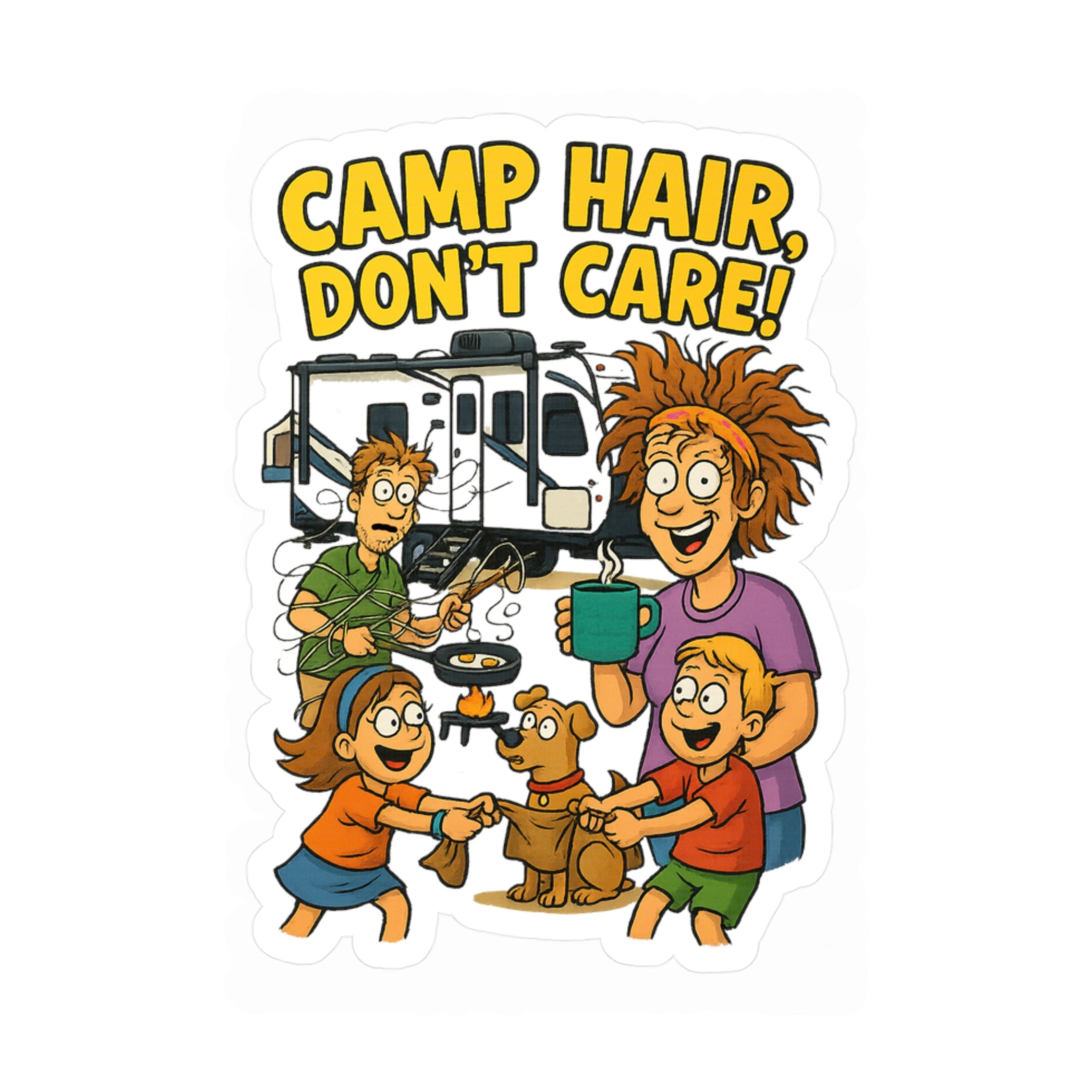 Camp Hair Don't Care Vinyl Decals, Fun Stickers for RV Campers, Outdoor Adventure Decor, Family Road Trip Accessories, Car Window Stickers