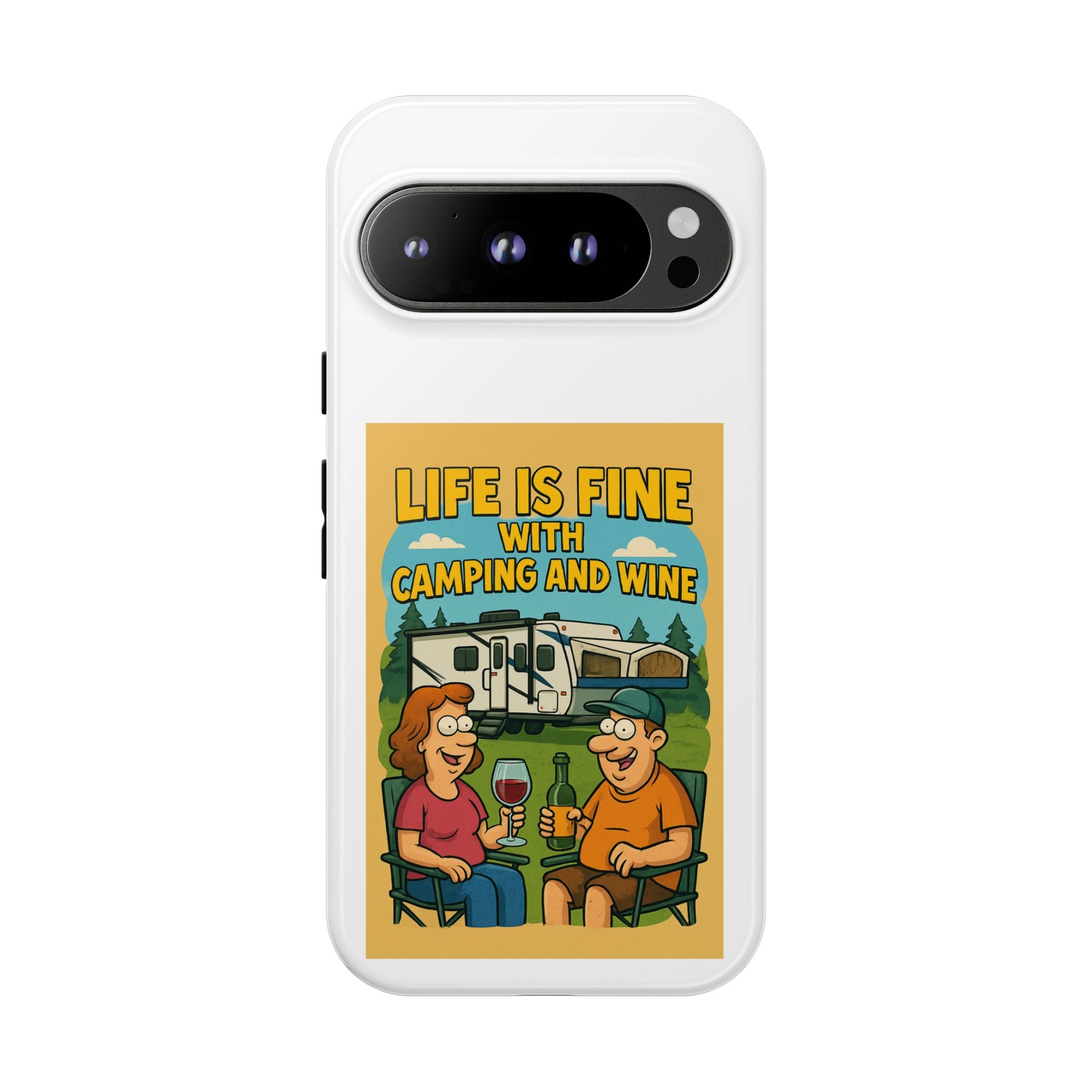 Camping & Wine Phone Case, Outdoor Adventure Accessory, Fun Gift for Campers, Summer Travel Essential, RV Lover Present