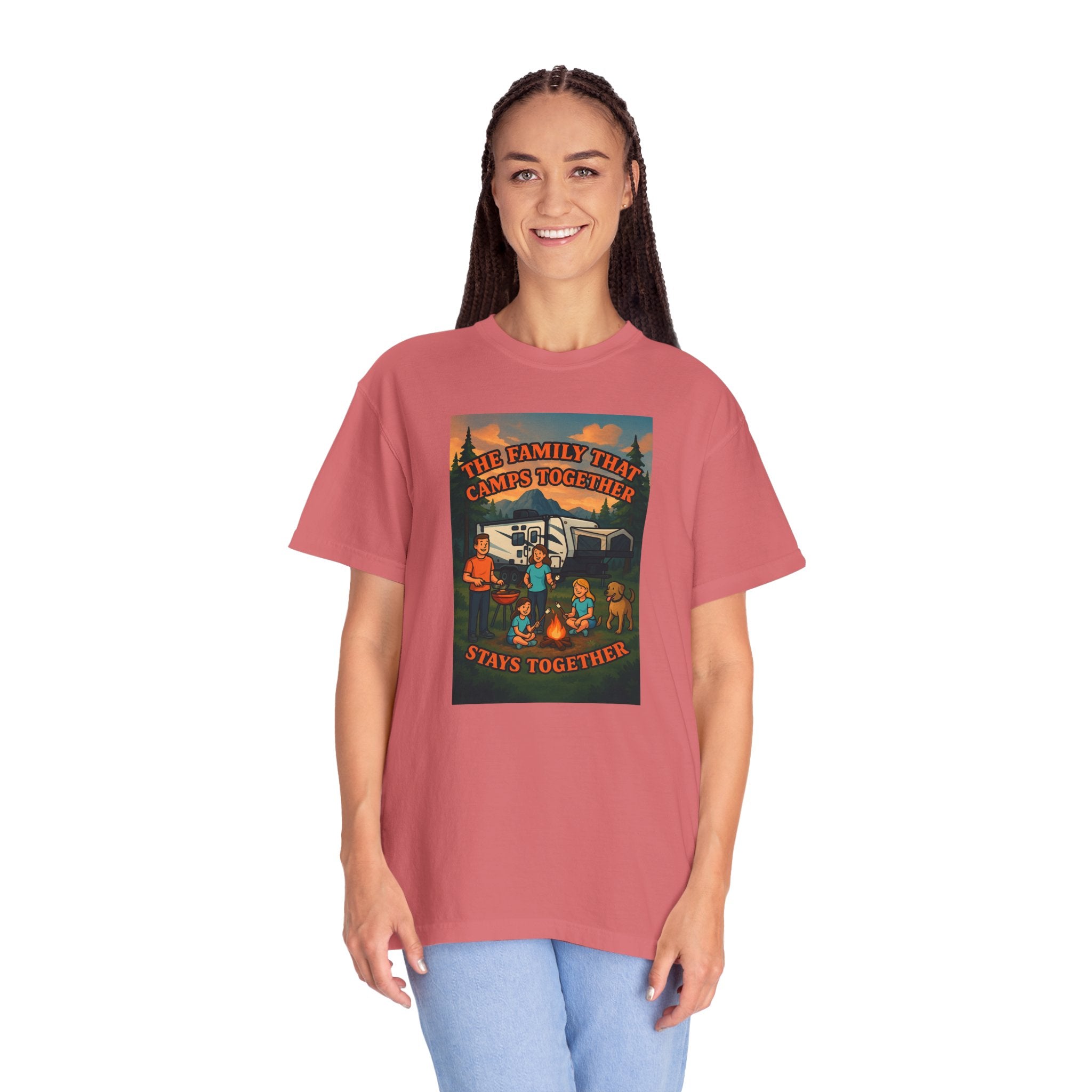 Family Camping T-shirt, Casual Outdoor Tee, Perfect for Family Gatherings, Summer Camp, Gift for Outdoor Lovers, Relaxed Fit Tee