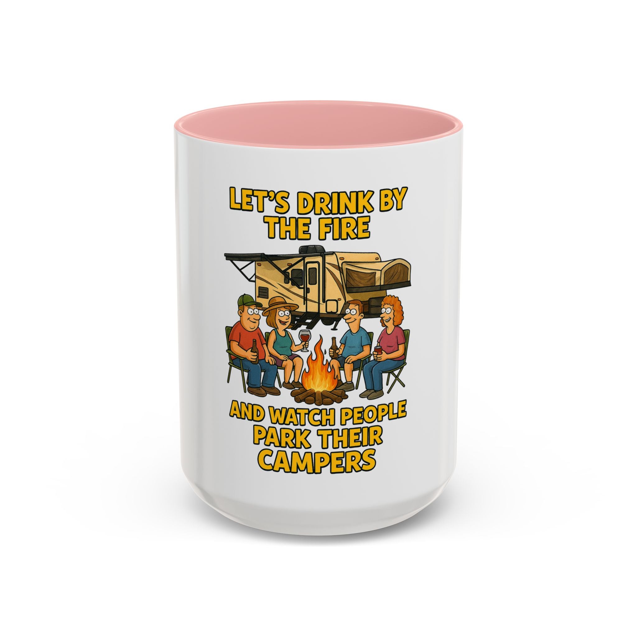 Campfire Accent Coffee Mug, Camping Gift, Outdoor Adventure Mug, RV Lovers Coffee Cup, Relaxing by the Fire