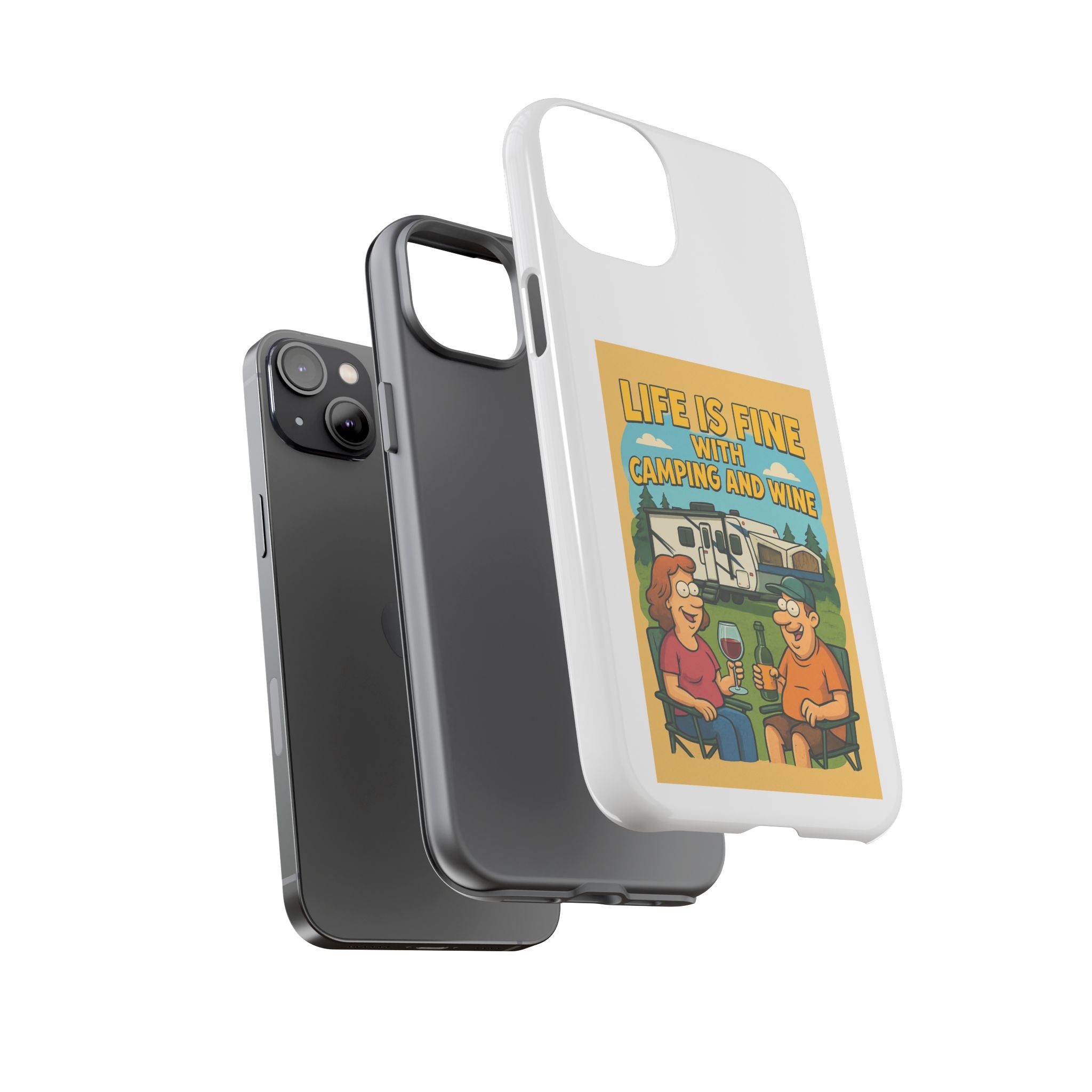 Camping & Wine Phone Case, Outdoor Adventure Accessory, Fun Gift for Campers, Summer Travel Essential, RV Lover Present