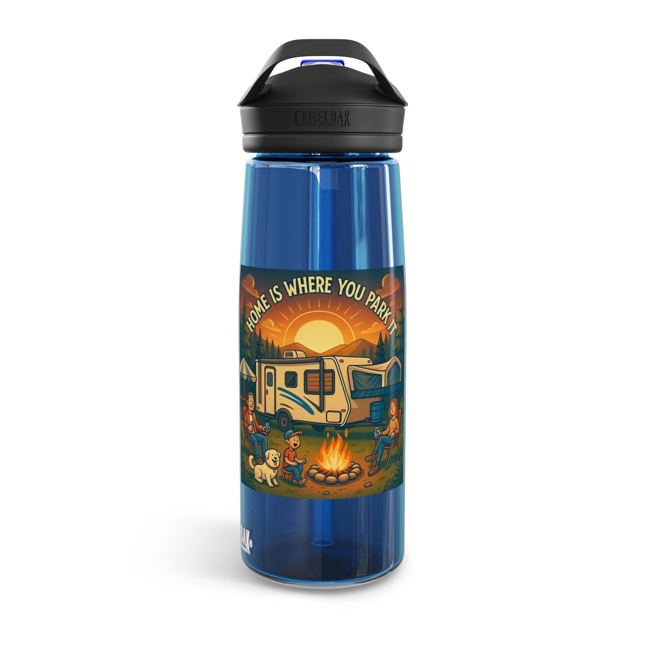 Campfire Adventures Water Bottle, RV Life, Outdoor Fun, Camping Gear, Hydration Bottle, Eco-Friendly Drinking