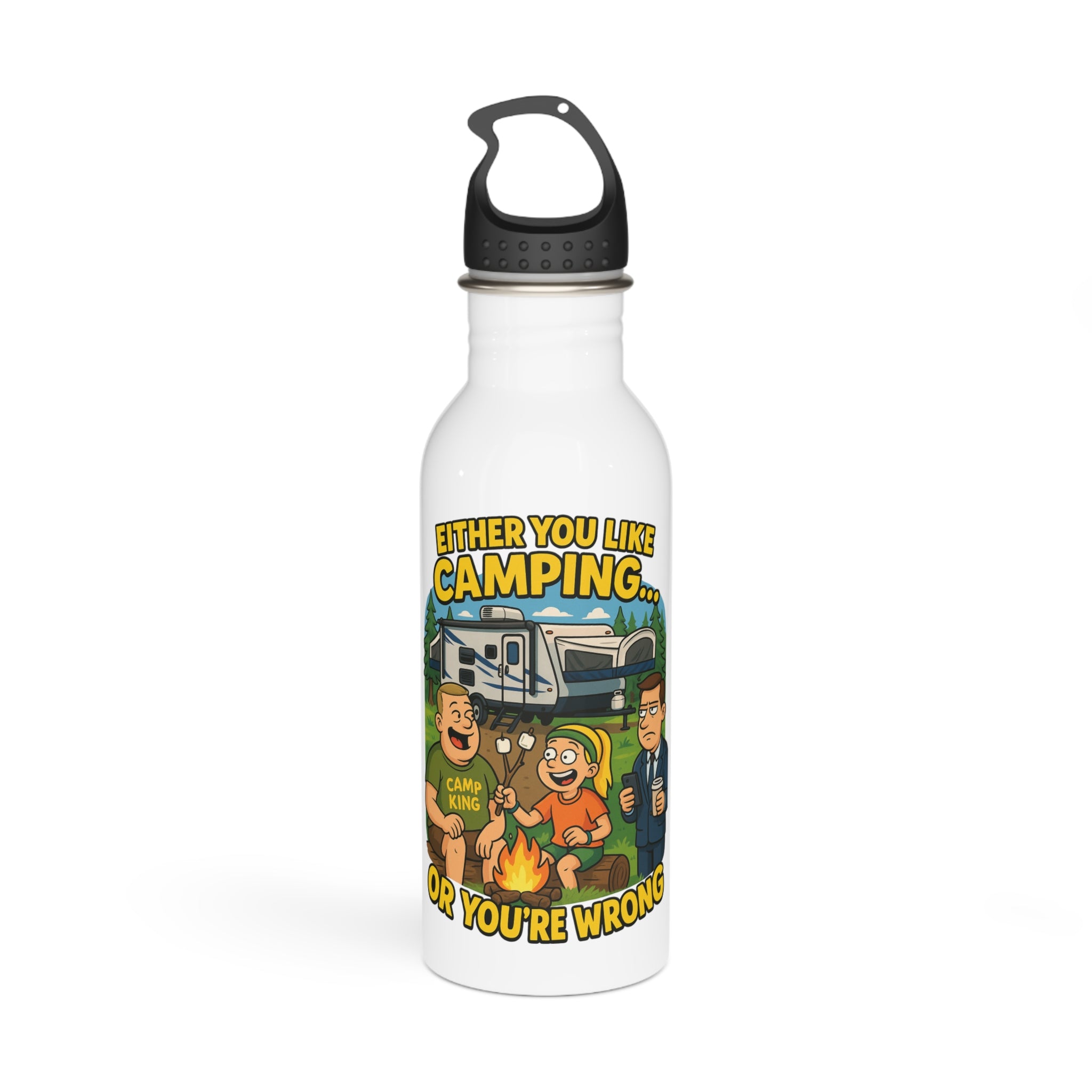 Camping Stainless Steel Water Bottle - Fun Outdoor Adventure Design