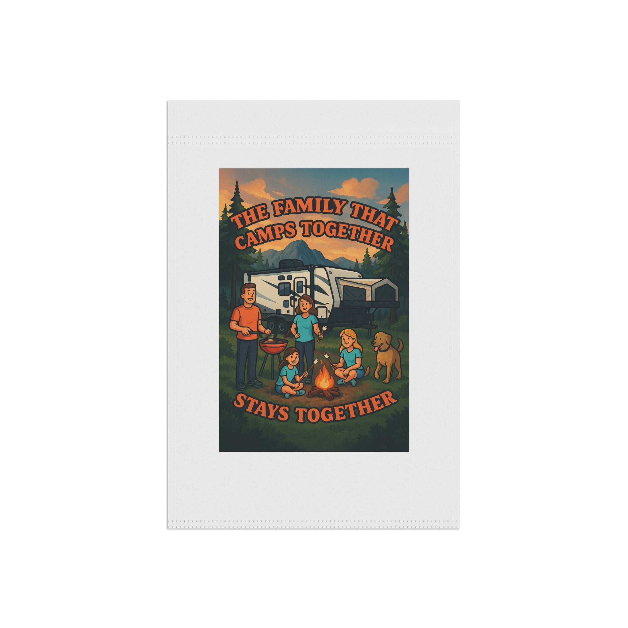 Camping Family Banner, Outdoor Decor, Garden Flag, Family Reunion Gift, RV Fun Sign, Camping Themed Home Decor