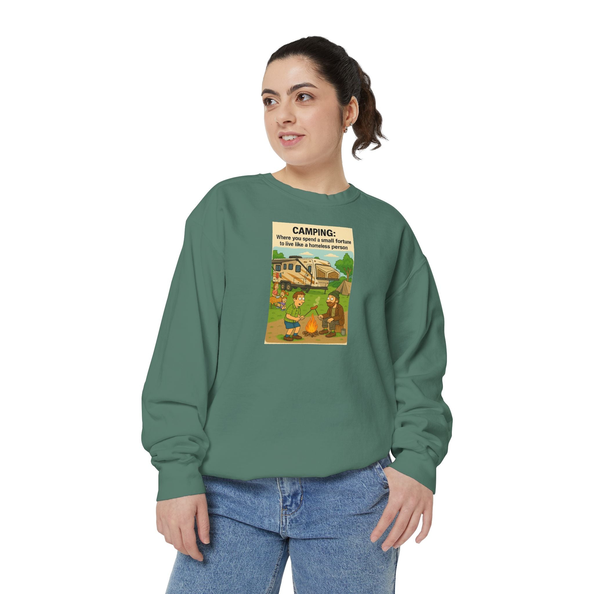 Camping Adventure Sweatshirt, Unisex Garment-DyedPullover, Cozy Casual Wear, Outdoor Enthusiast Gift, Camping Trip Apparel