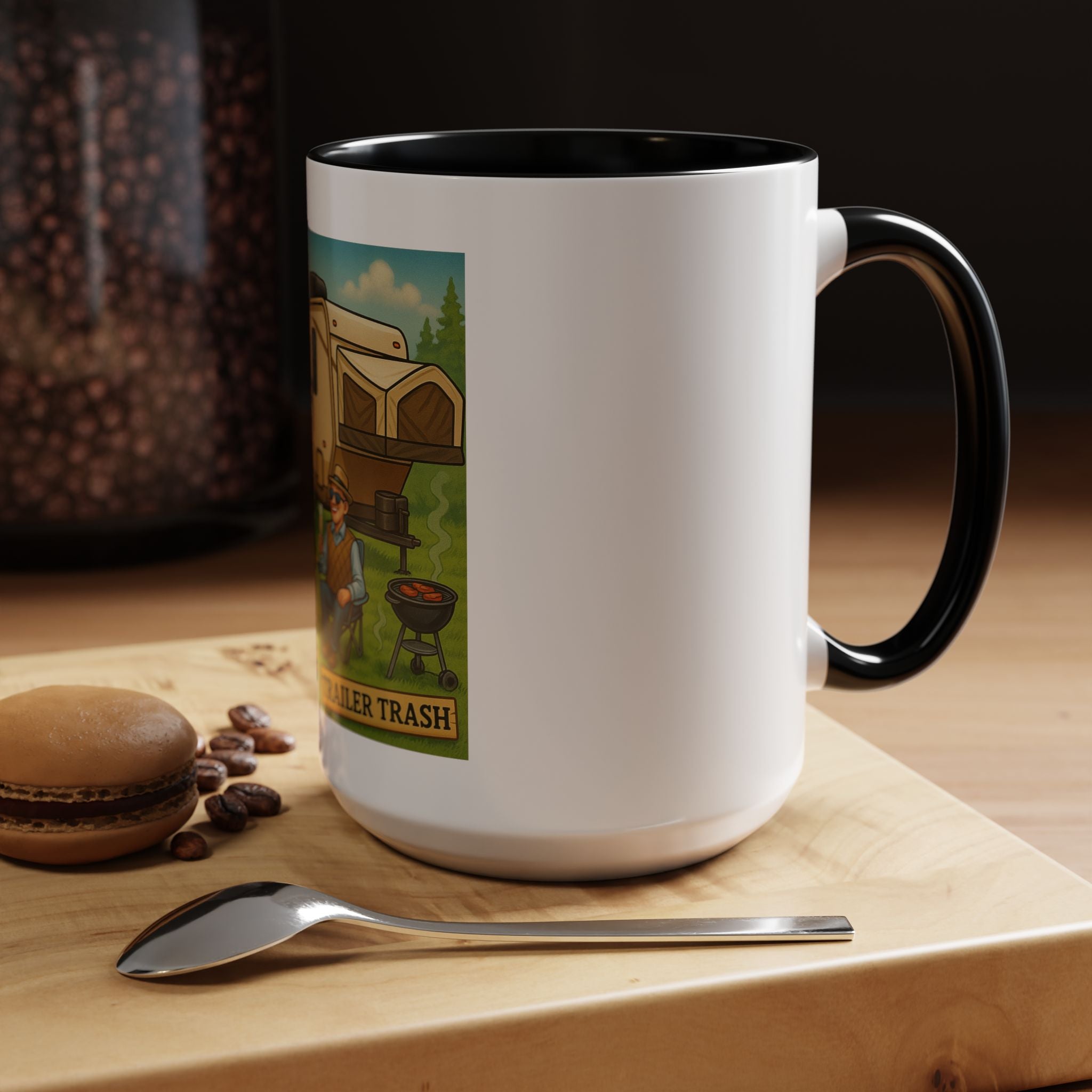 High Class Trailer Trash Coffee Mug - Fun Campfire Ceramic Tea Cup