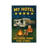 Camping Humor Vinyl Decal, My Hotel Five Stars Sticker, RV Camping Gift, Fun Outdoors Décor, Travel Décal for Adventure Lovers