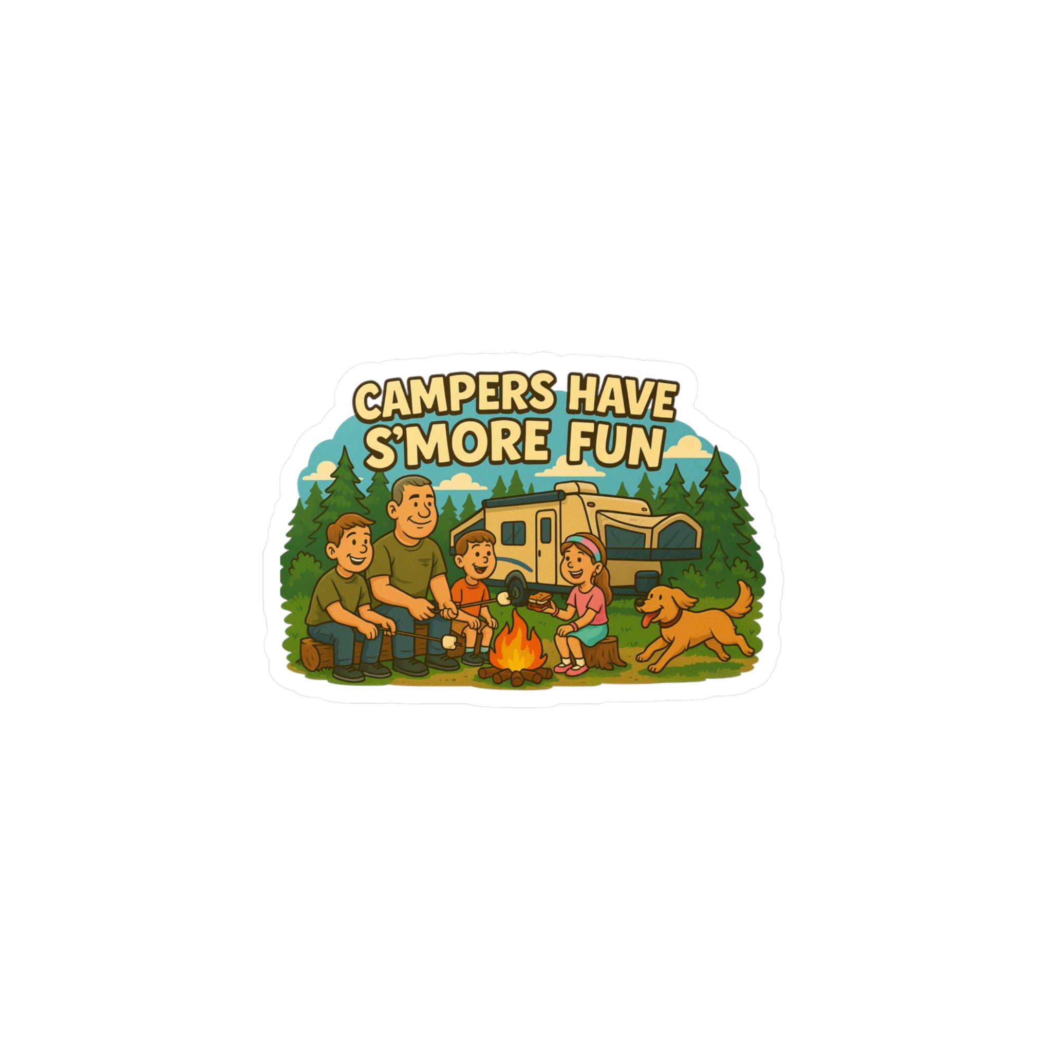 Campfire Family Fun Vinyl Decals | Camping Decor for Adventurers, Stickers for Water Bottles, Laptops, RVs and More