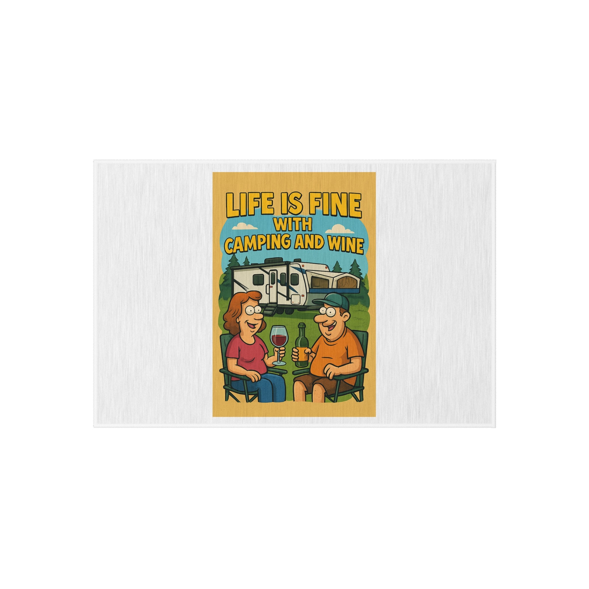 Camping and Wine Outdoor Rug | Perfect for Picnics, Backyard Gatherings, RV Adventures, Outdoor Dining, and Home Decor